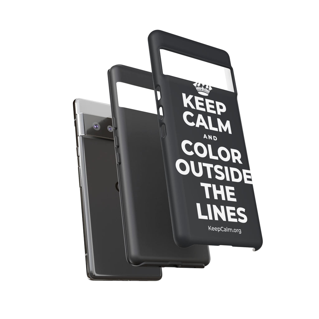 KEEP CALM AND COLOR OUTSIDE THE LINES Phone Case (Dark)