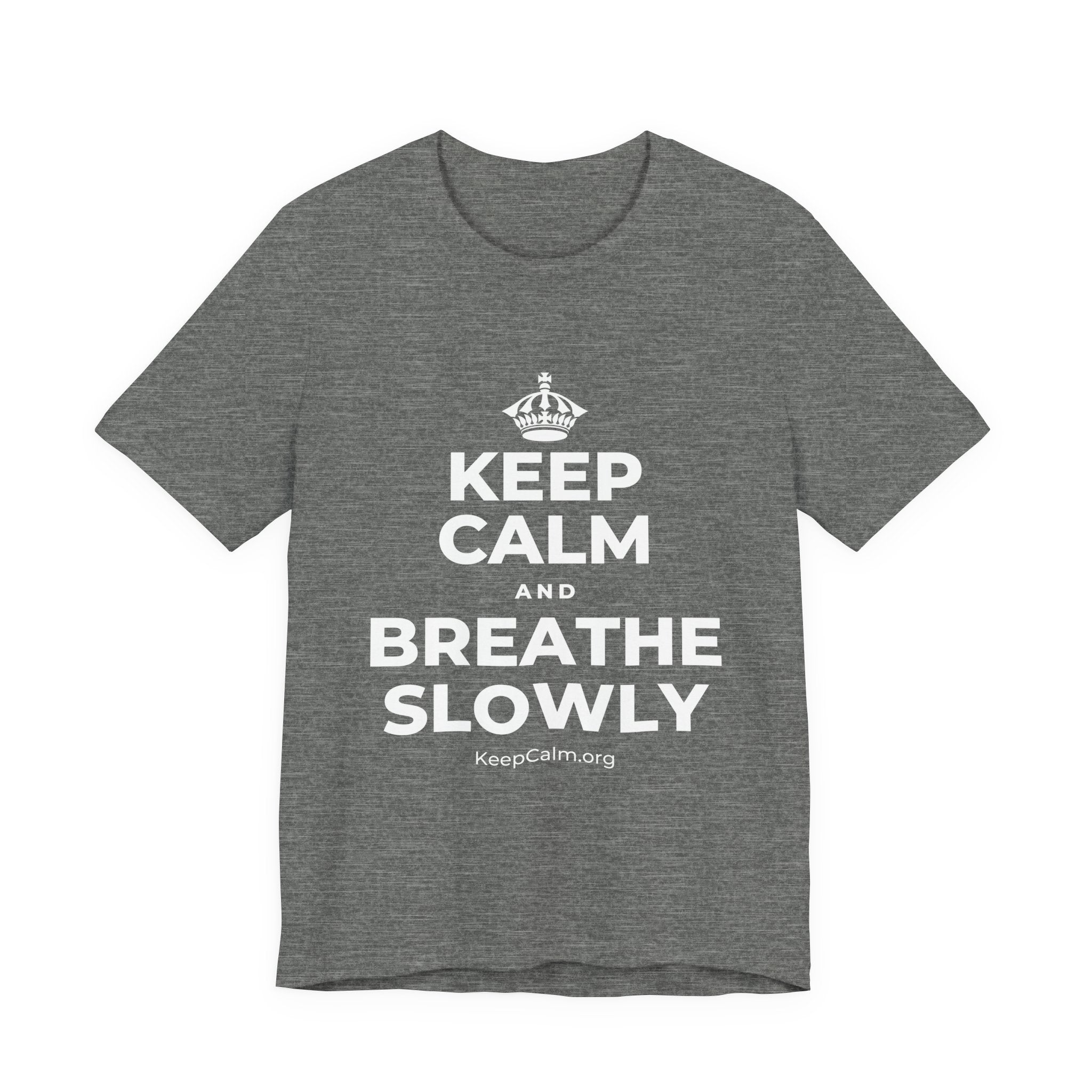 KEEP CALM AND BREATHE SLOWLY T-Shirt (Baby Blue–Silver)