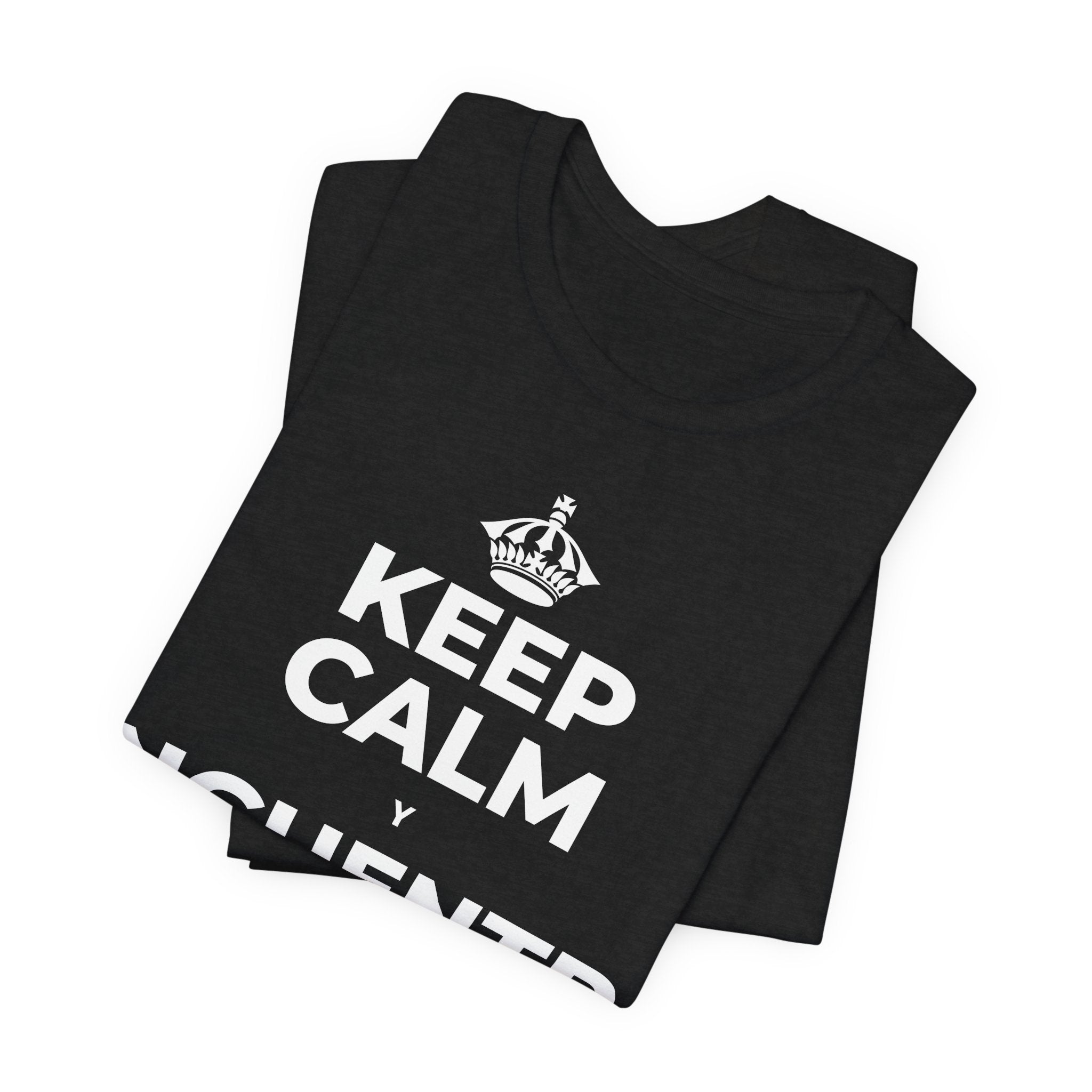 KEEP CALM Y ENCUENTRA TU CENTRO T-Shirt (White–Asphalt)
