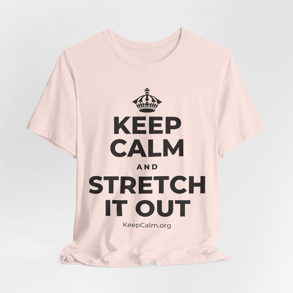 KEEP CALM AND STRETCH IT OUT T-Shirt (Soft Cream–Heather Mauve)
