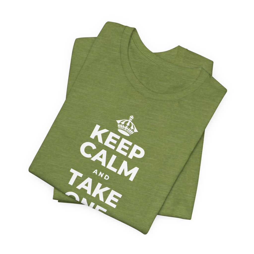 KEEP CALM AND TAKE ONE BREATH AT A TIME T-Shirt (Baby Blue–Silver)