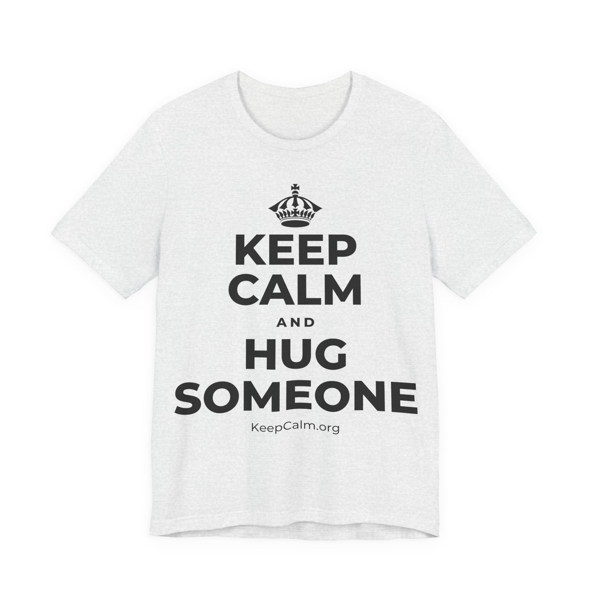 KEEP CALM AND HUG SOMEONE T-Shirt (Soft Cream–Heather Mauve)
