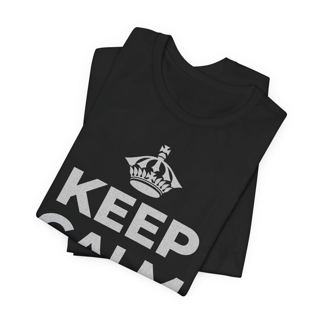 KEEP CALM AND 見知らぬ人に微笑んで T-Shirt (White–Asphalt)