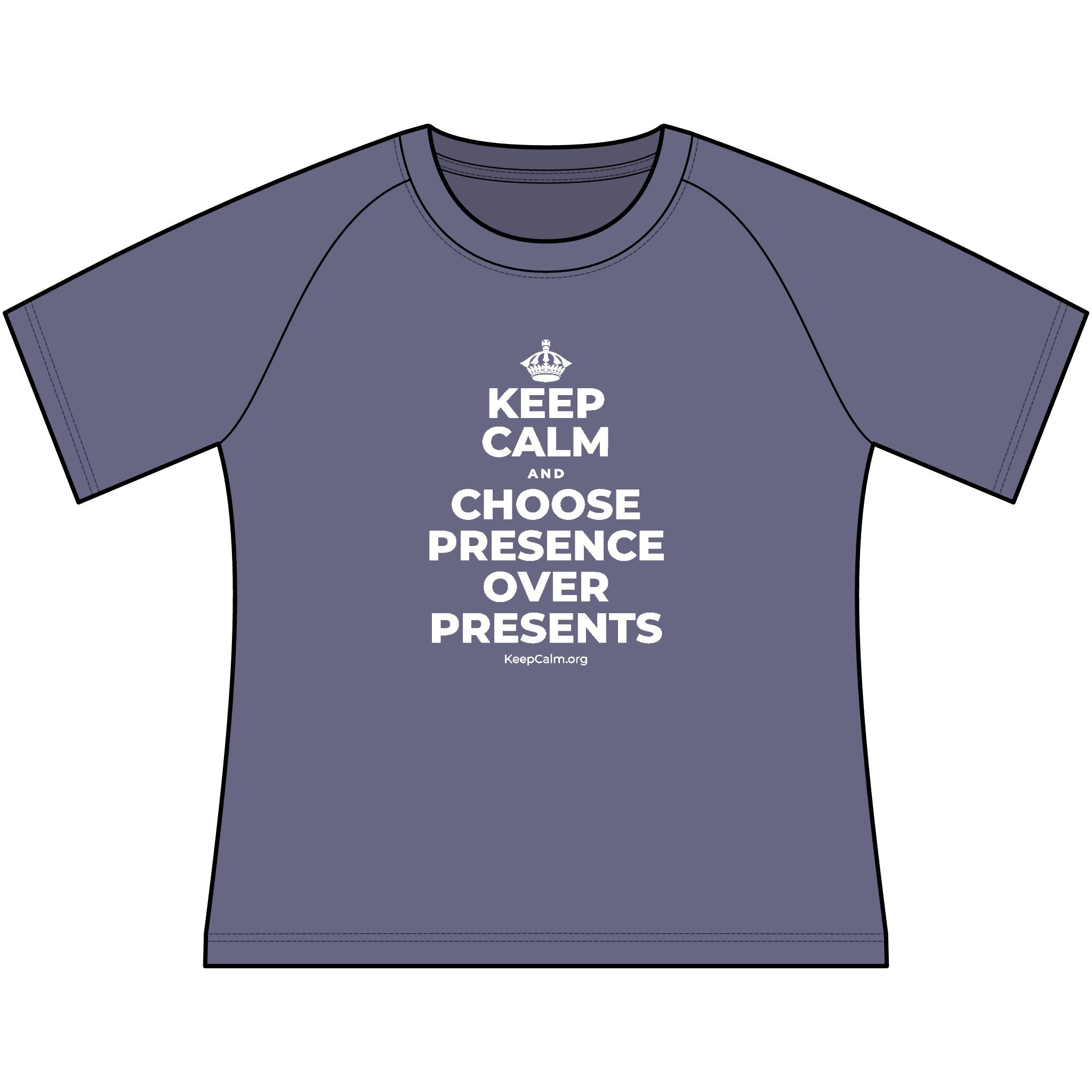 KEEP CALM AND CHOOSE PRESENCE OVER PRESENTS Women's Raglan Tee