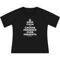 KEEP CALM AND CHOOSE PRESENCE OVER PRESENTS Women's Raglan Tee
