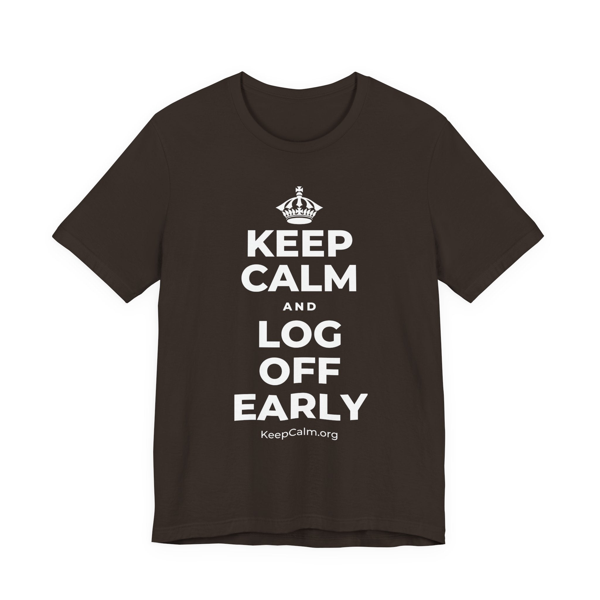 KEEP CALM AND LOG OFF EARLY T-Shirt (Soft Cream–Heather Mauve)