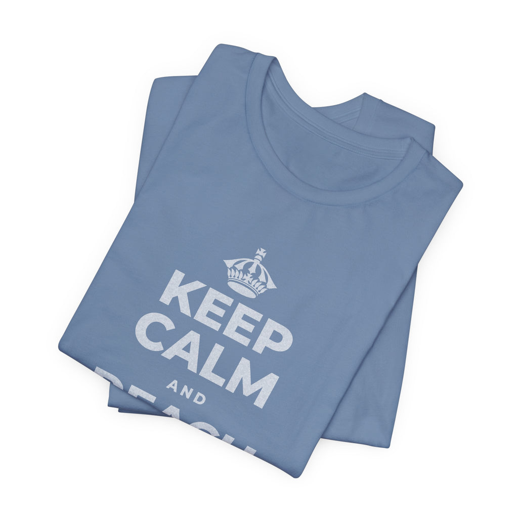 KEEP CALM AND REACH OUT FIRST T-Shirt (Soft Cream–Heather Mauve)