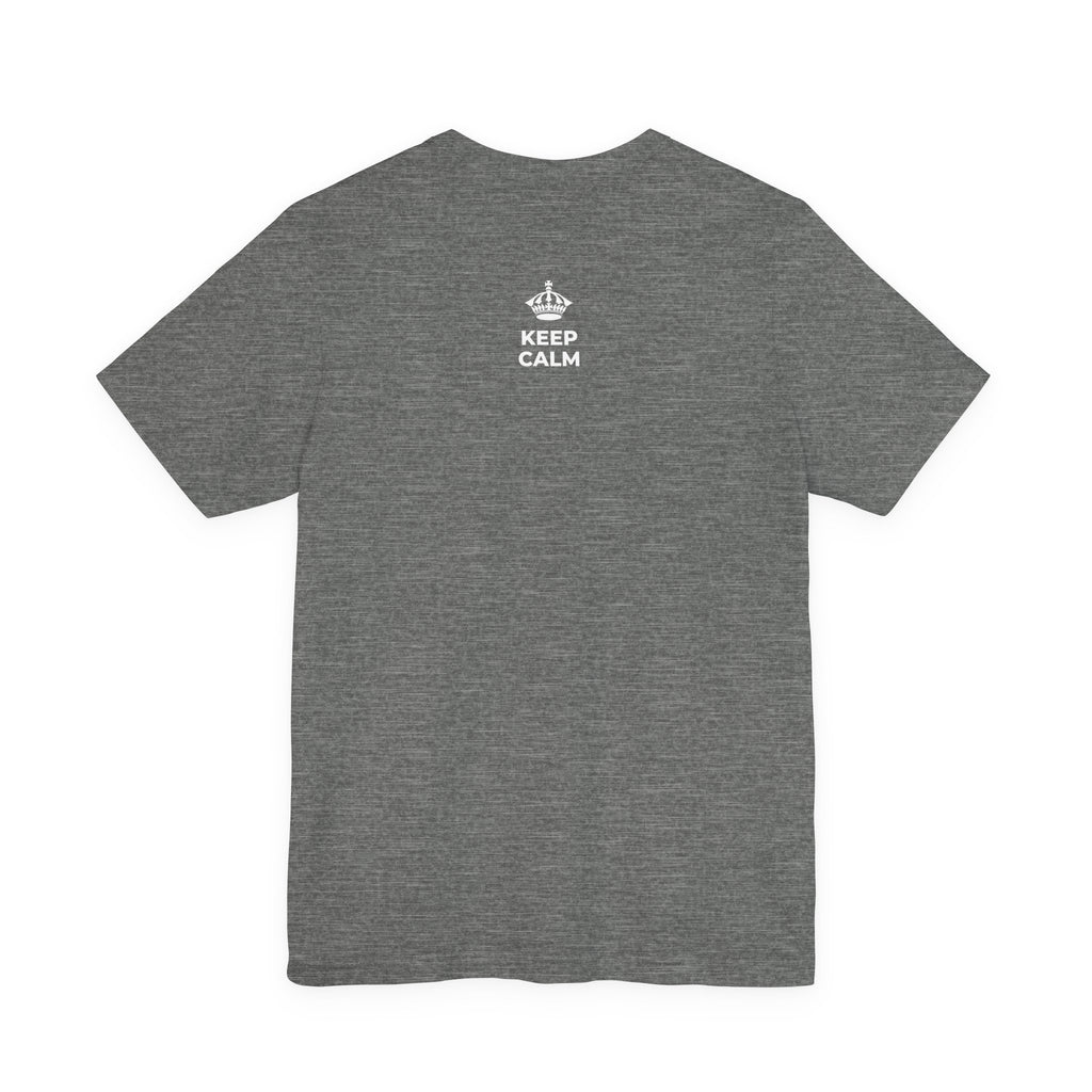KEEP CALM AND SPREAD SOME JOY T-Shirt (Baby Blue–Silver)