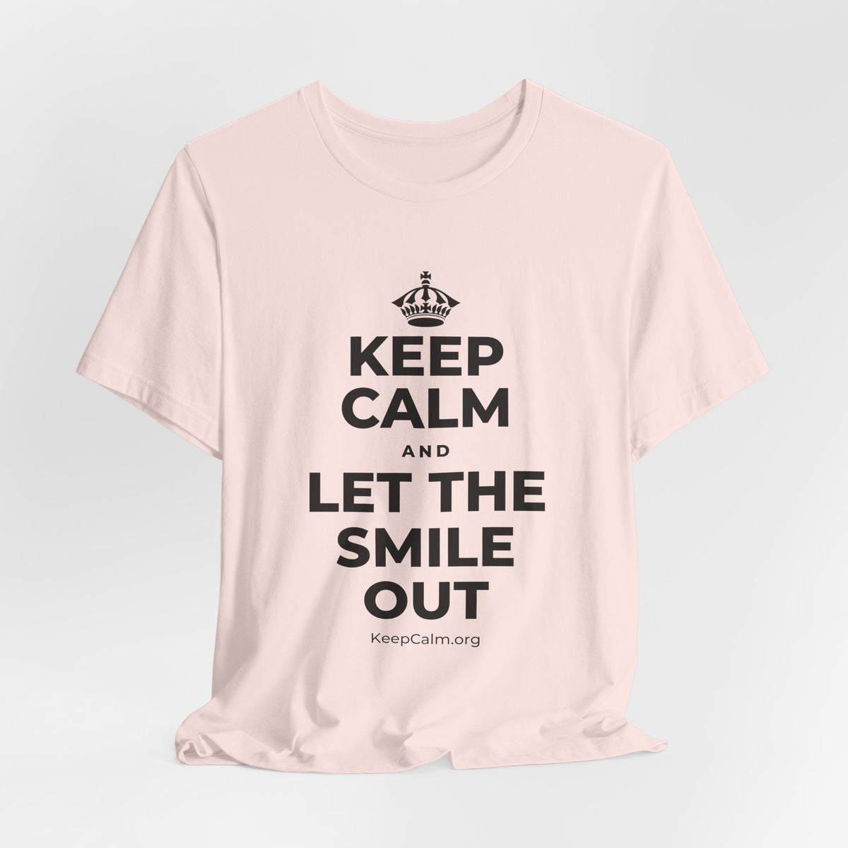 KEEP CALM AND LET THE SMILE OUT T-Shirt (Soft Cream–Heather Mauve)