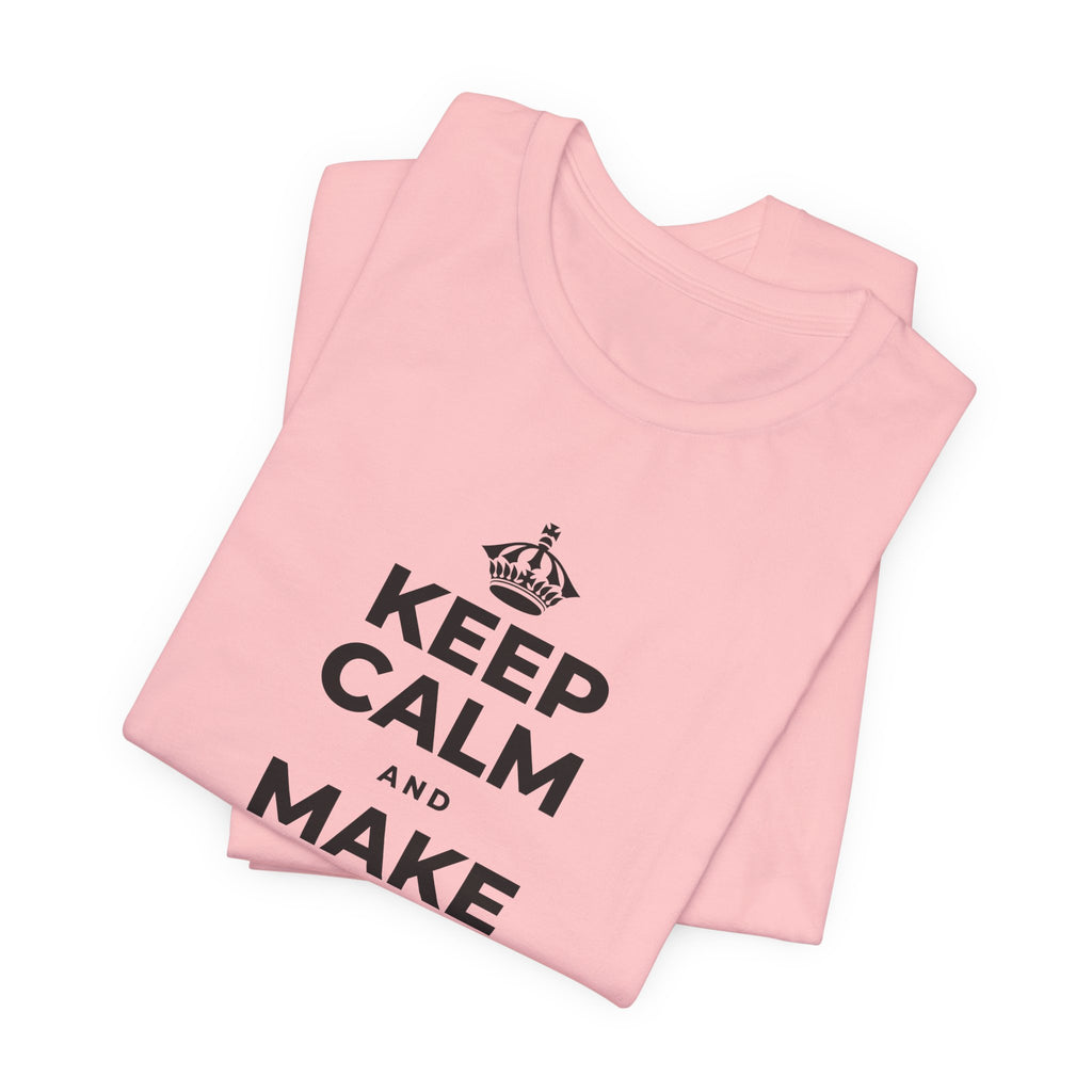 KEEP CALM AND MAKE MUSIC THAT HEALS T-Shirt (White–Asphalt)
