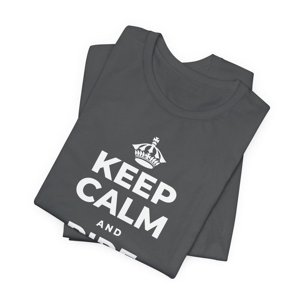 KEEP CALM AND RIDE THE WAVE T-Shirt (White–Asphalt)