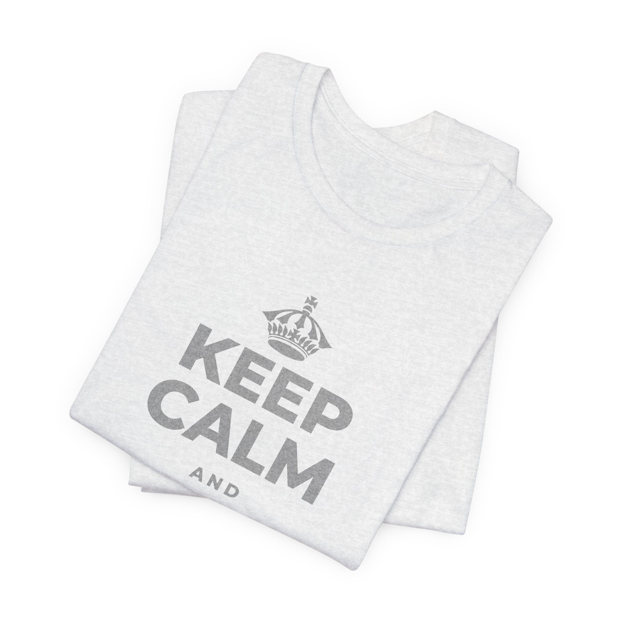 KEEP CALM AND BREATHE EASY T-Shirt (Silver–Heather Olive)