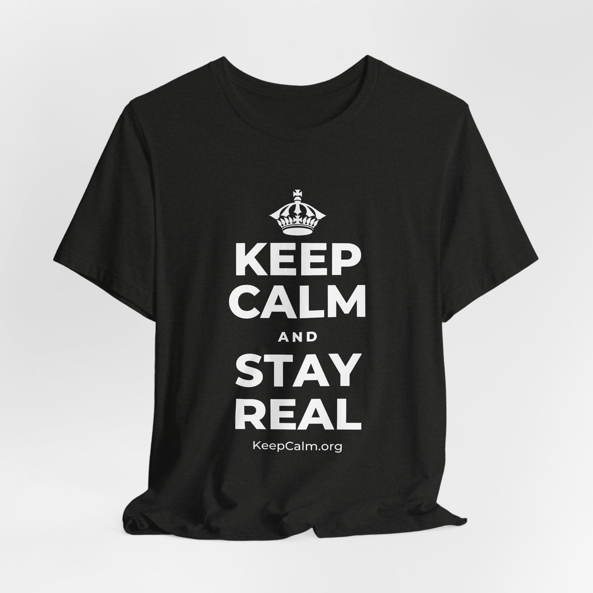 KEEP CALM AND STAY REAL T-Shirt (Soft Cream–Heather Mauve)