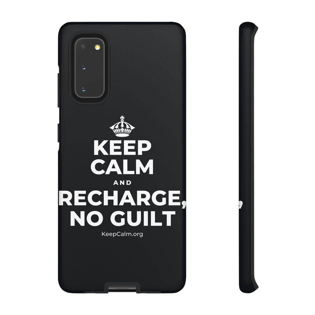 KEEP CALM AND RECHARGE, NO GUILT Phone Case (Dark)