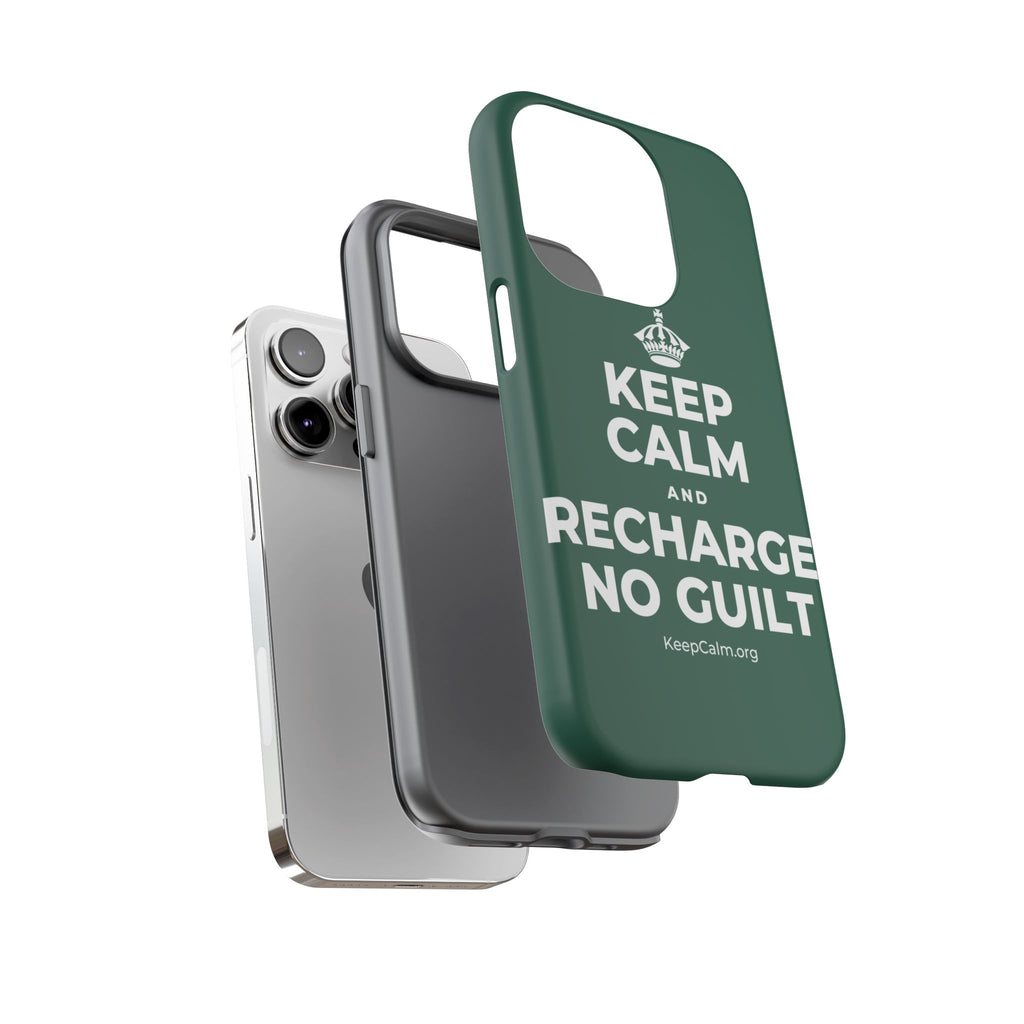 KEEP CALM AND RECHARGE, NO GUILT Phone Case