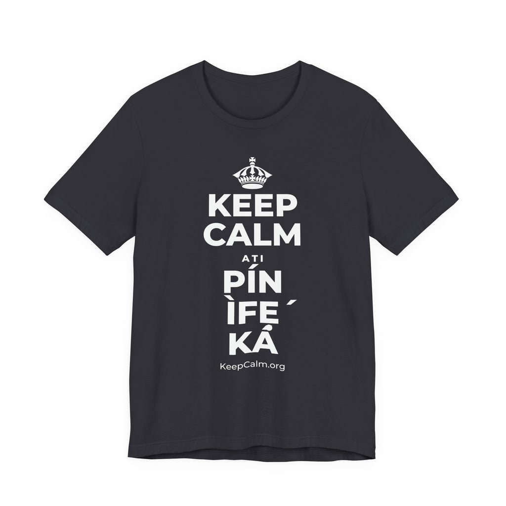 KEEP CALM ATI PÍN ÌFẸ́ KÁ T-Shirt (Baby Blue–Silver)