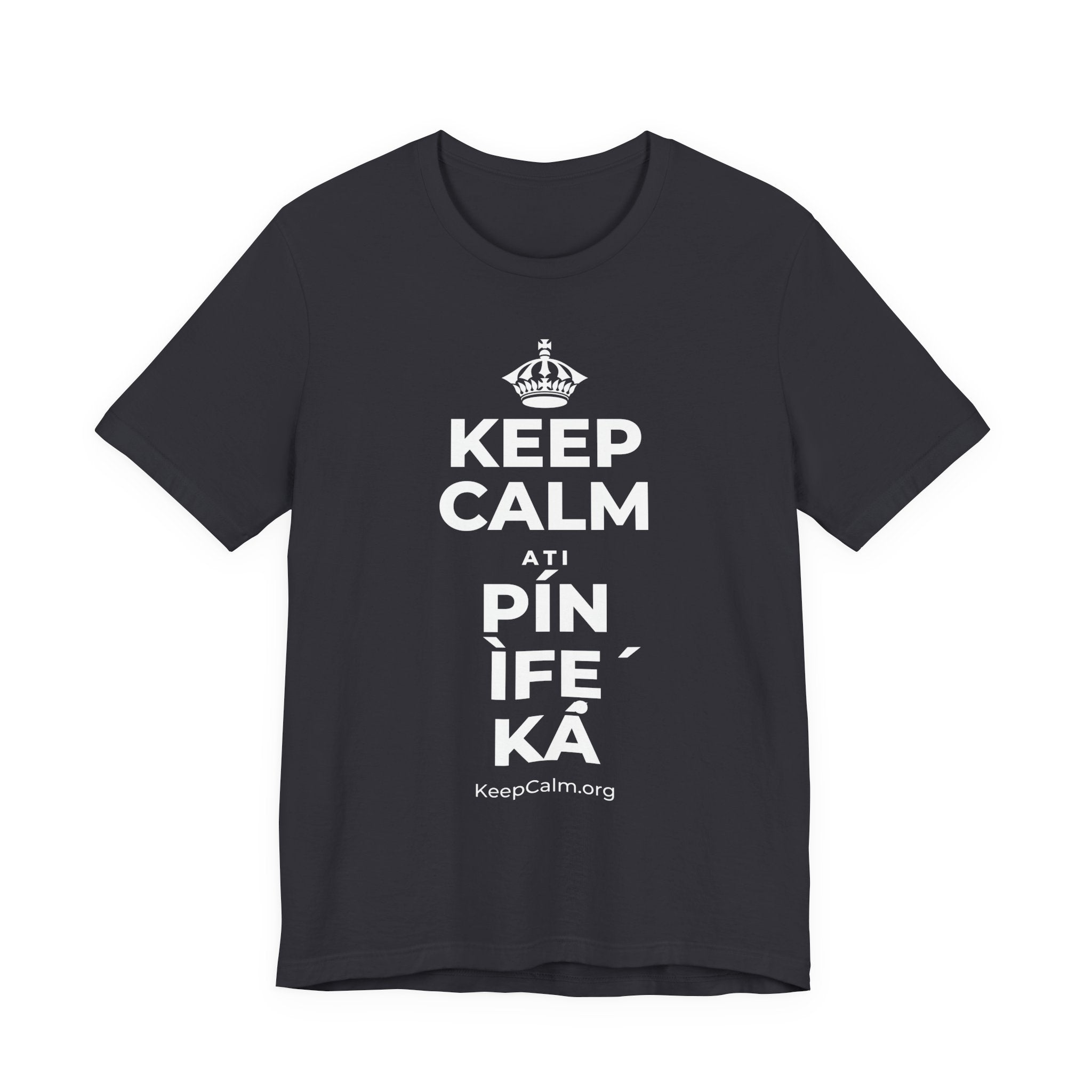 KEEP CALM ATI PÍN ÌFẸ́ KÁ T-Shirt (Baby Blue–Silver)