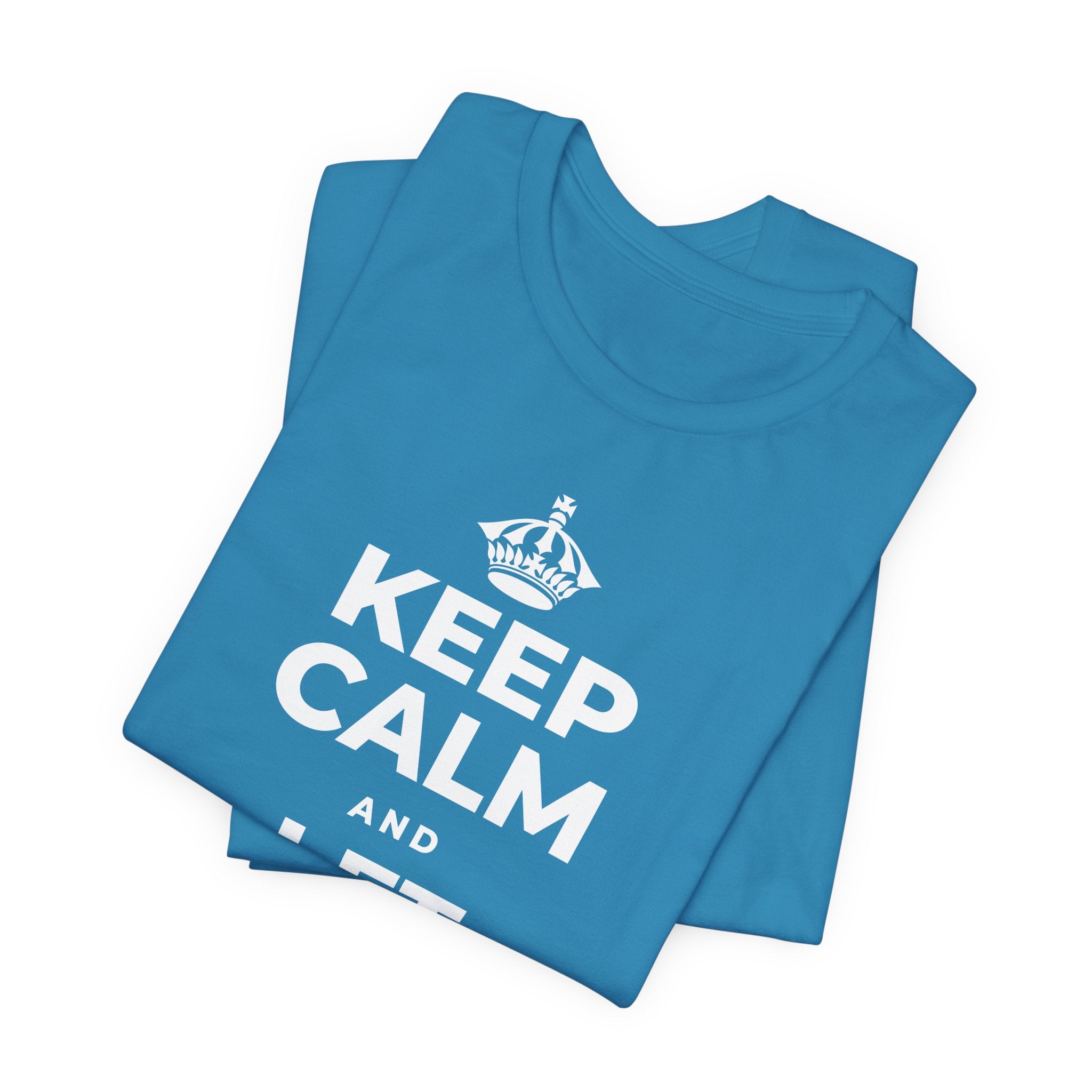 KEEP CALM AND LET PEOPLE IN T-Shirt (White–Asphalt)