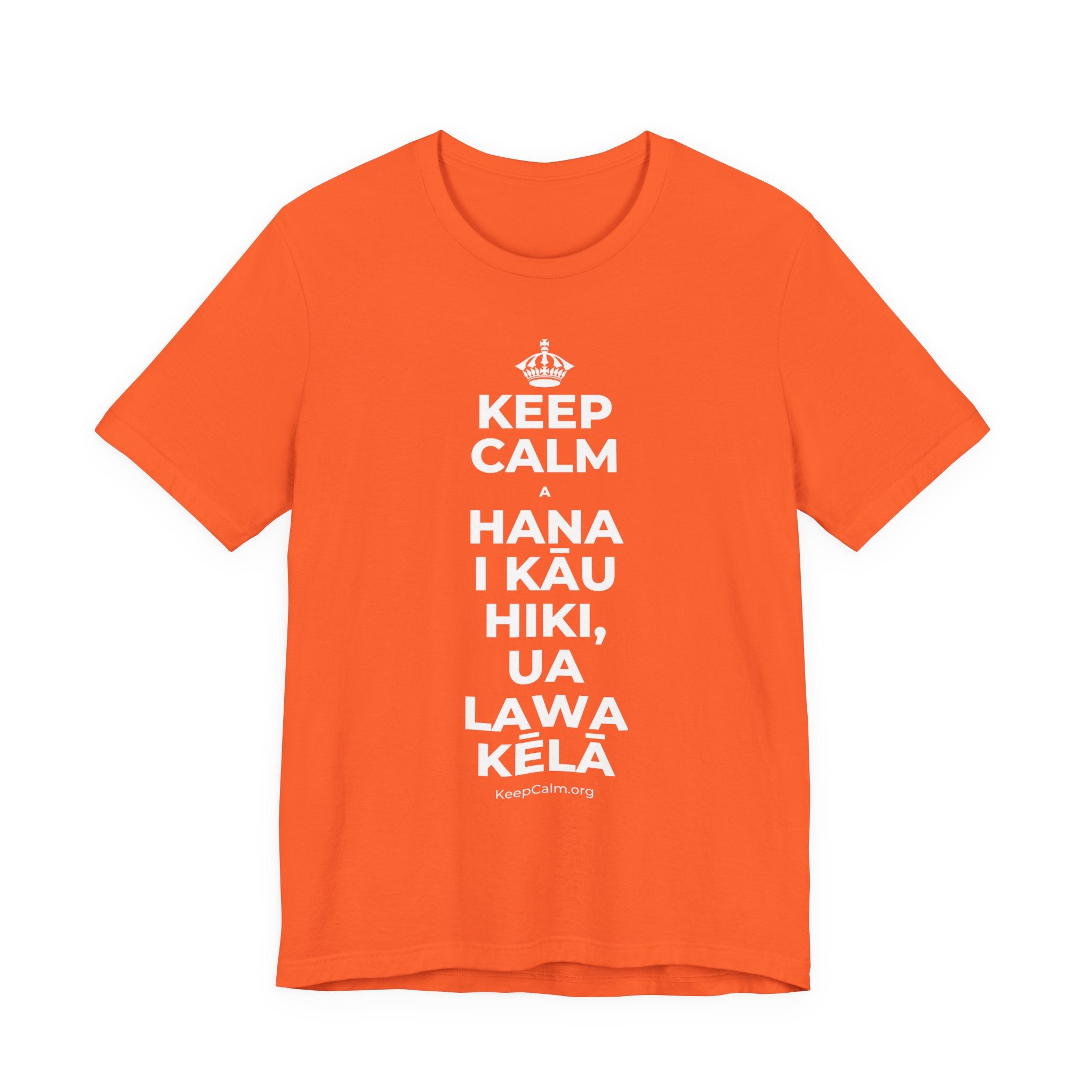 KEEP CALM A HANA I KĀU HIKI, UA LAWA KĒLĀ T-Shirt (Baby Blue–Silver)