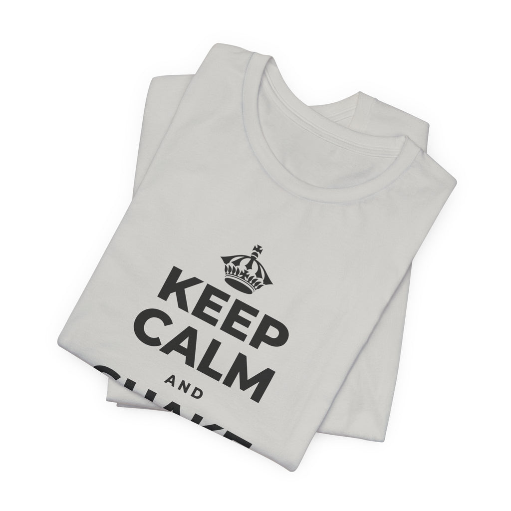 KEEP CALM AND SHAKE OFF THE WINTER T-Shirt (Baby Blue–Silver)
