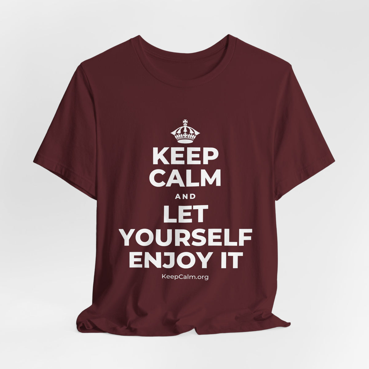 KEEP CALM AND LET YOURSELF ENJOY IT T-Shirt (Baby Blue–Silver)