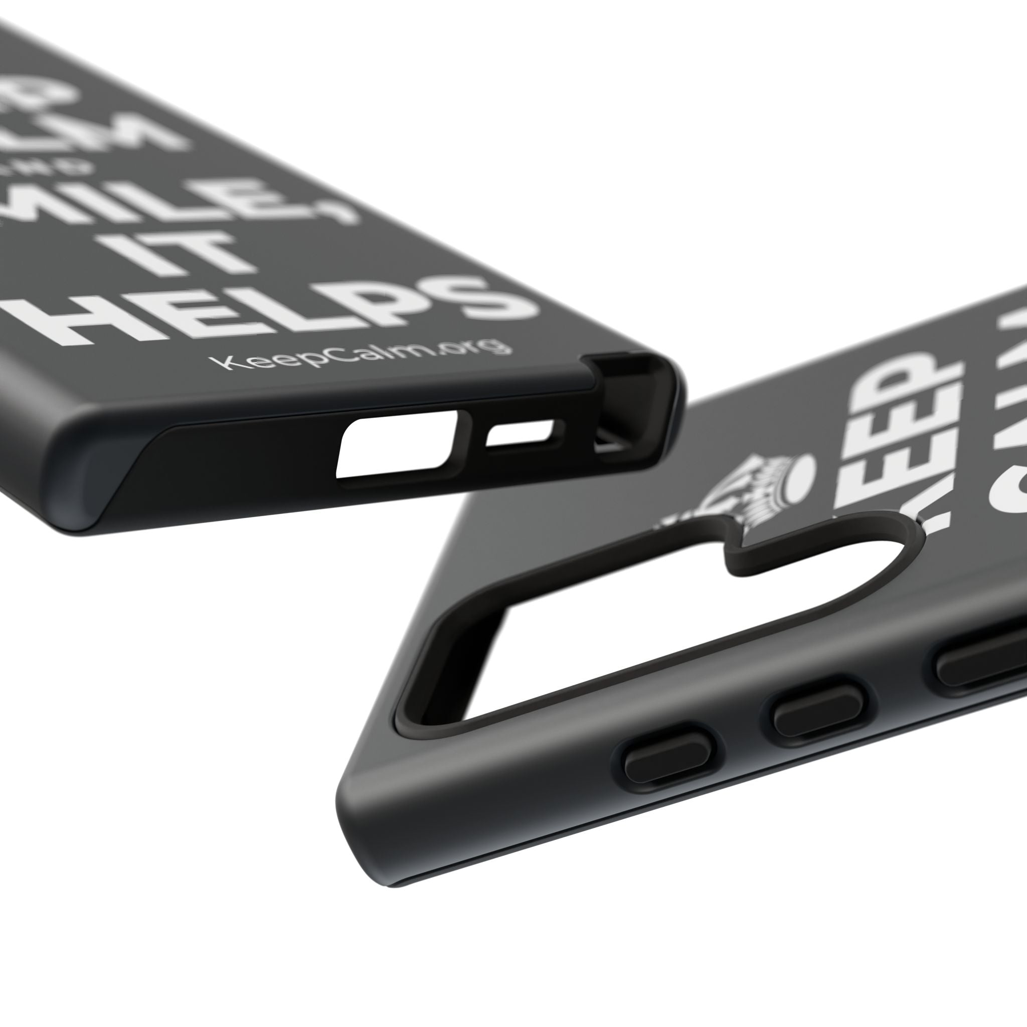 KEEP CALM AND SMILE, IT HELPS Phone Case (Dark)