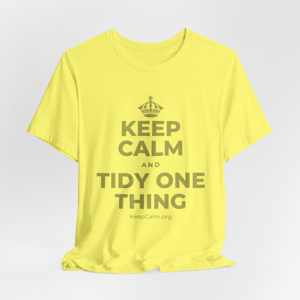 KEEP CALM AND TIDY ONE THING T-Shirt (Soft Cream–Heather Mauve)