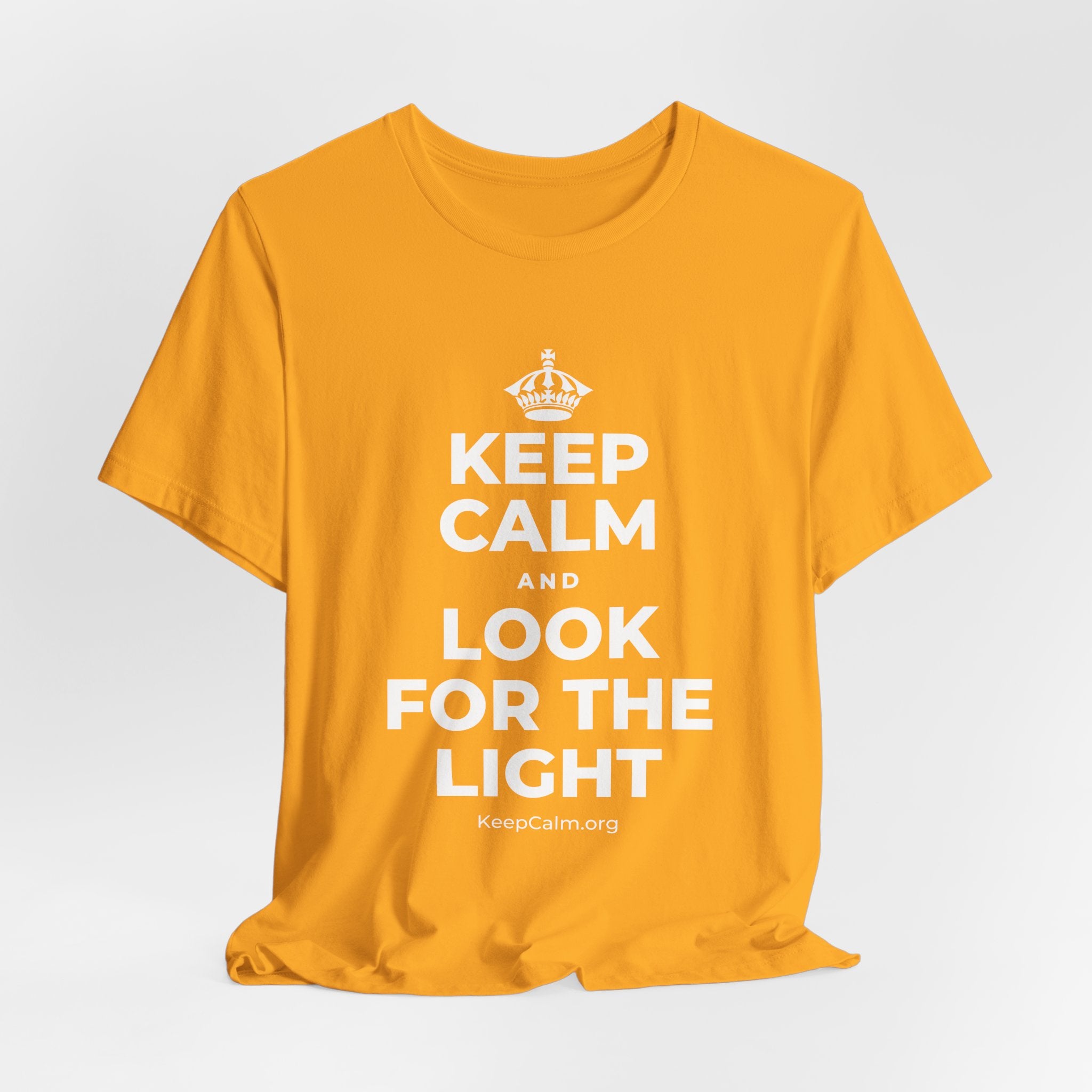 KEEP CALM AND LOOK FOR THE LIGHT T-Shirt (Baby Blue–Silver)