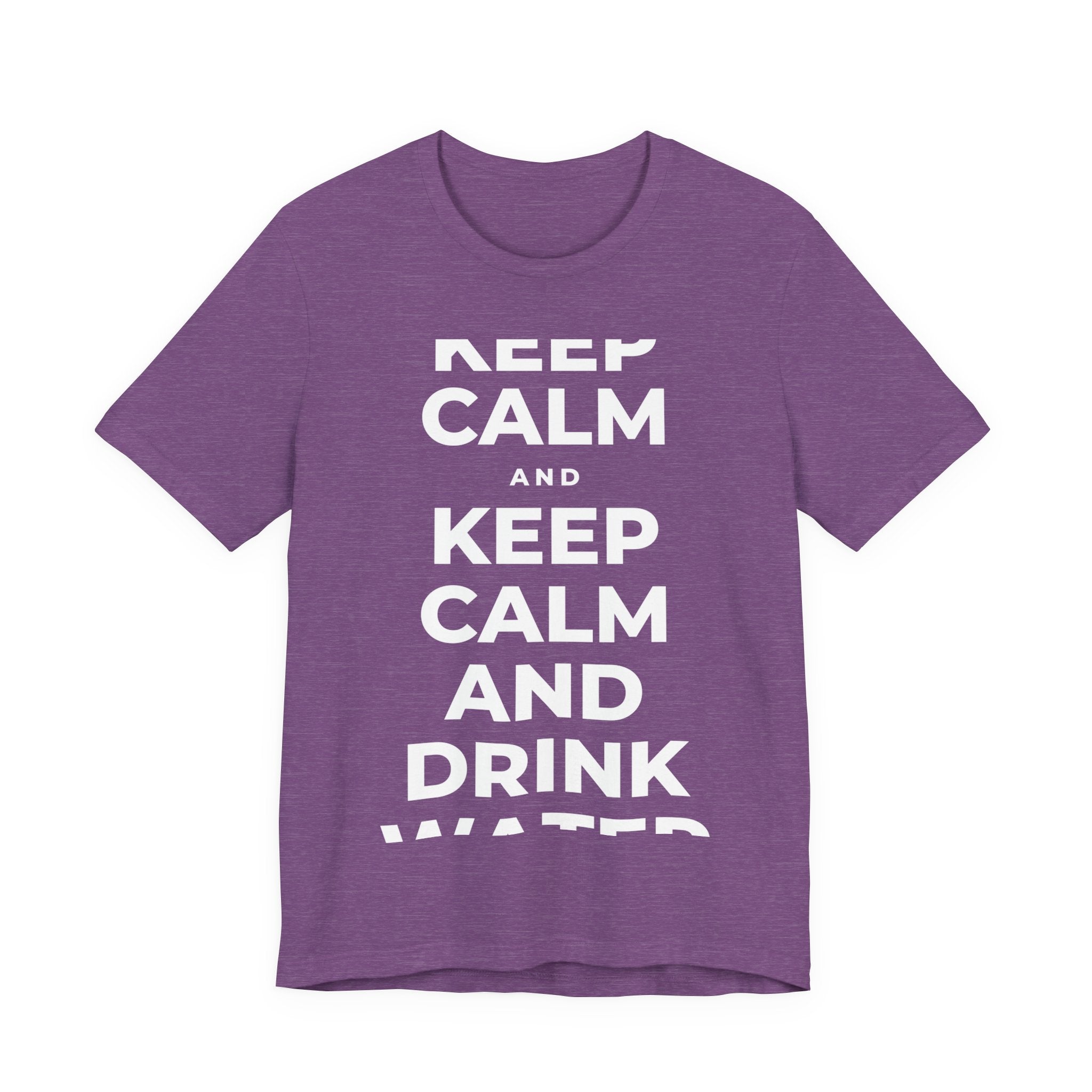 KEEP CALM AND DRINK WATER T-Shirt (Baby Blue–Silver)
