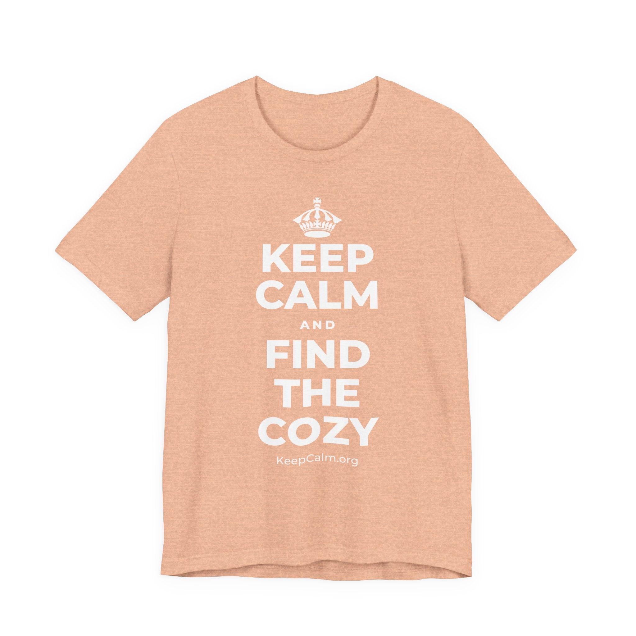 KEEP CALM AND FIND THE COZY T-Shirt (Soft Cream–Heather Mauve)