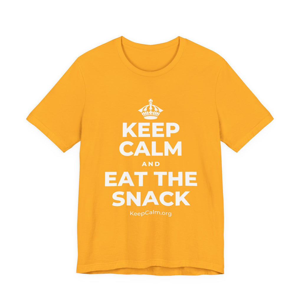 KEEP CALM AND EAT THE SNACK T-Shirt (Baby Blue–Silver)