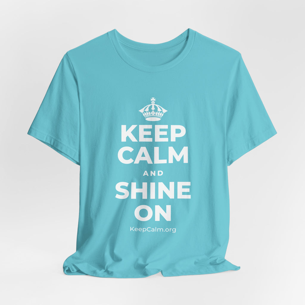 KEEP CALM AND SHINE ON T-Shirt (Soft Cream–Heather Mauve)