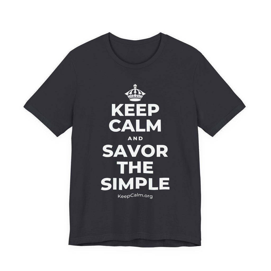 KEEP CALM AND SAVOR THE SIMPLE T-Shirt (Baby Blue–Silver)