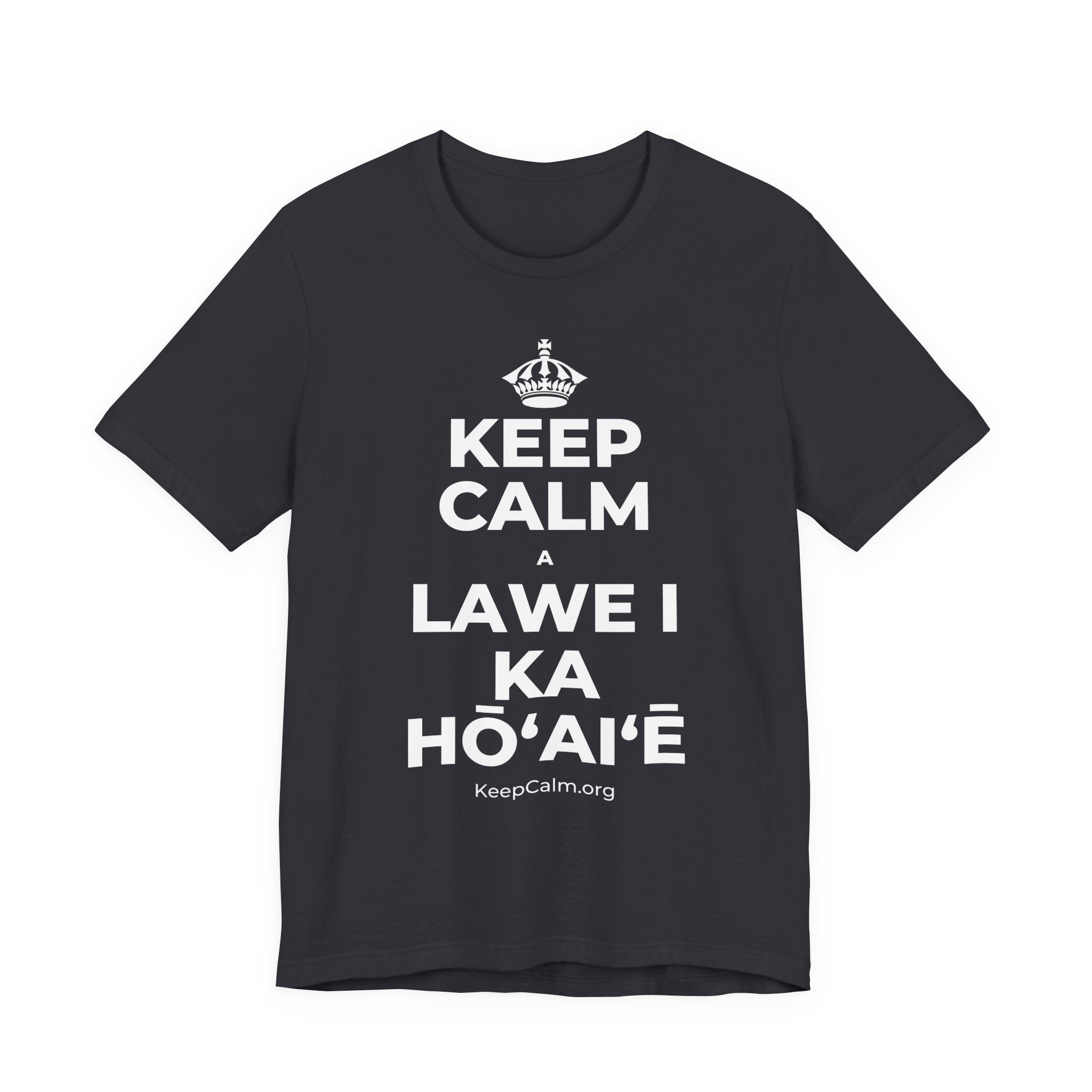 KEEP CALM A LAWE I KA HŌʻAIʻĒ T-Shirt (Baby Blue–Silver)