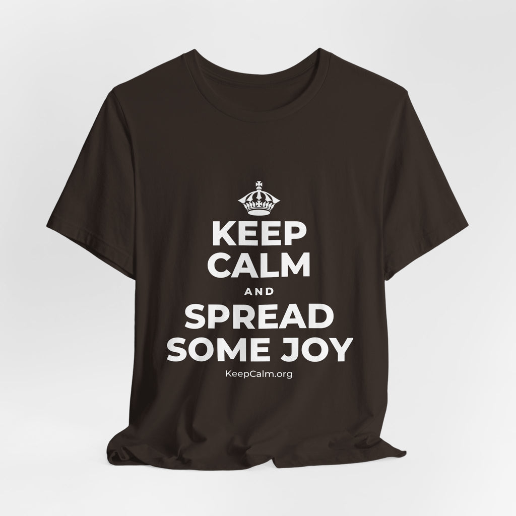 KEEP CALM AND SPREAD SOME JOY T-Shirt (Soft Cream–Heather Mauve)
