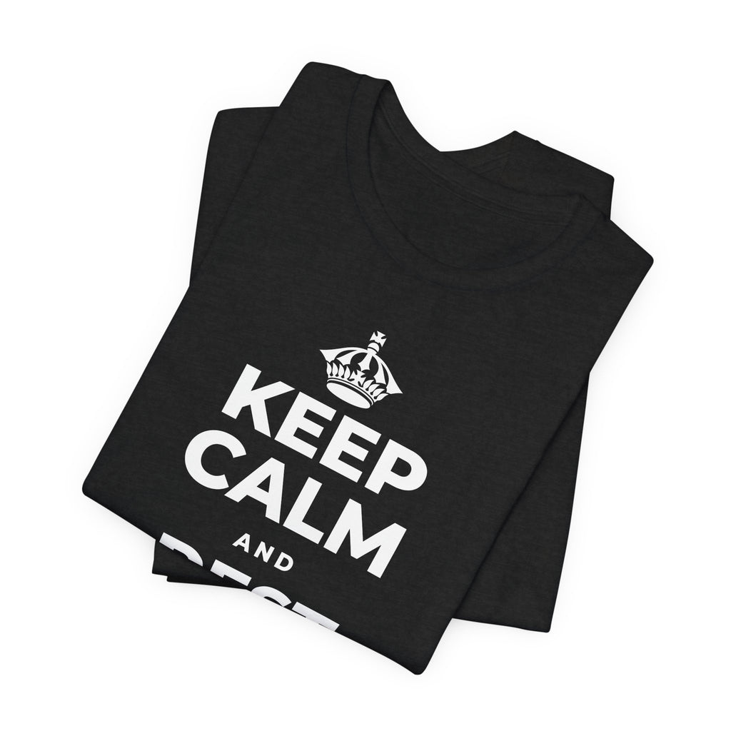 KEEP CALM AND REST YOUR EYES T-Shirt (White–Asphalt)