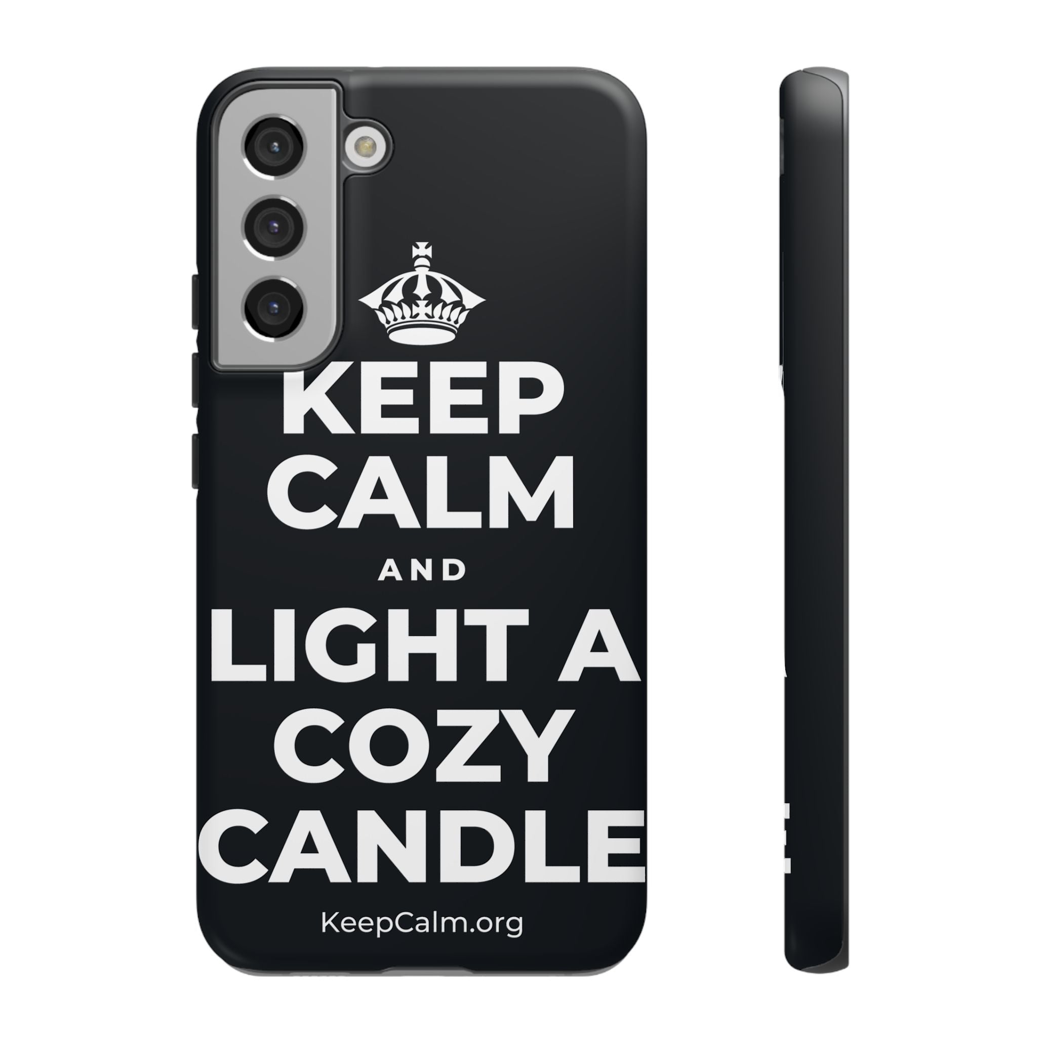 KEEP CALM AND LIGHT A COZY CANDLE Phone Case (Dark)