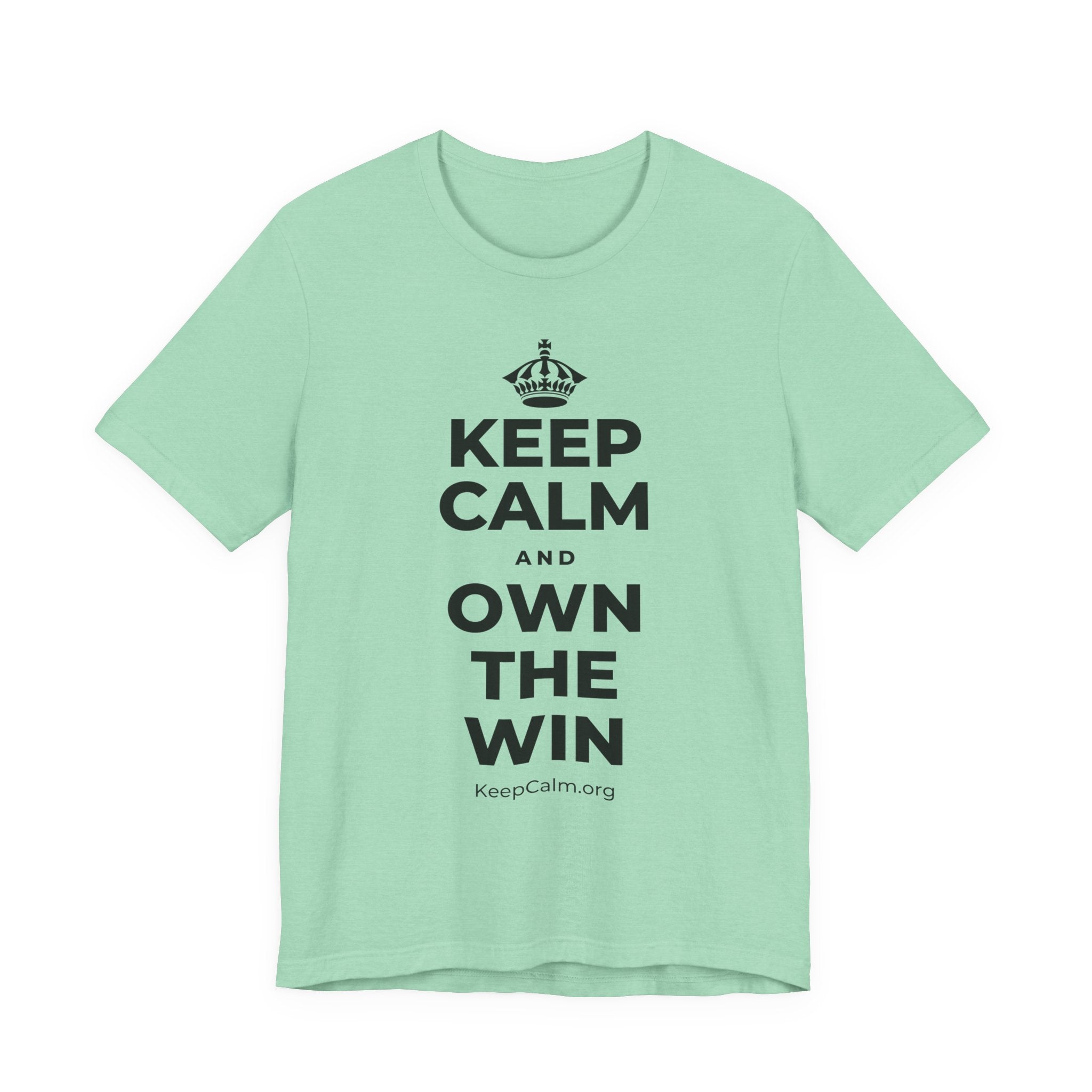 KEEP CALM AND OWN THE WIN T-Shirt (Baby Blue–Silver)