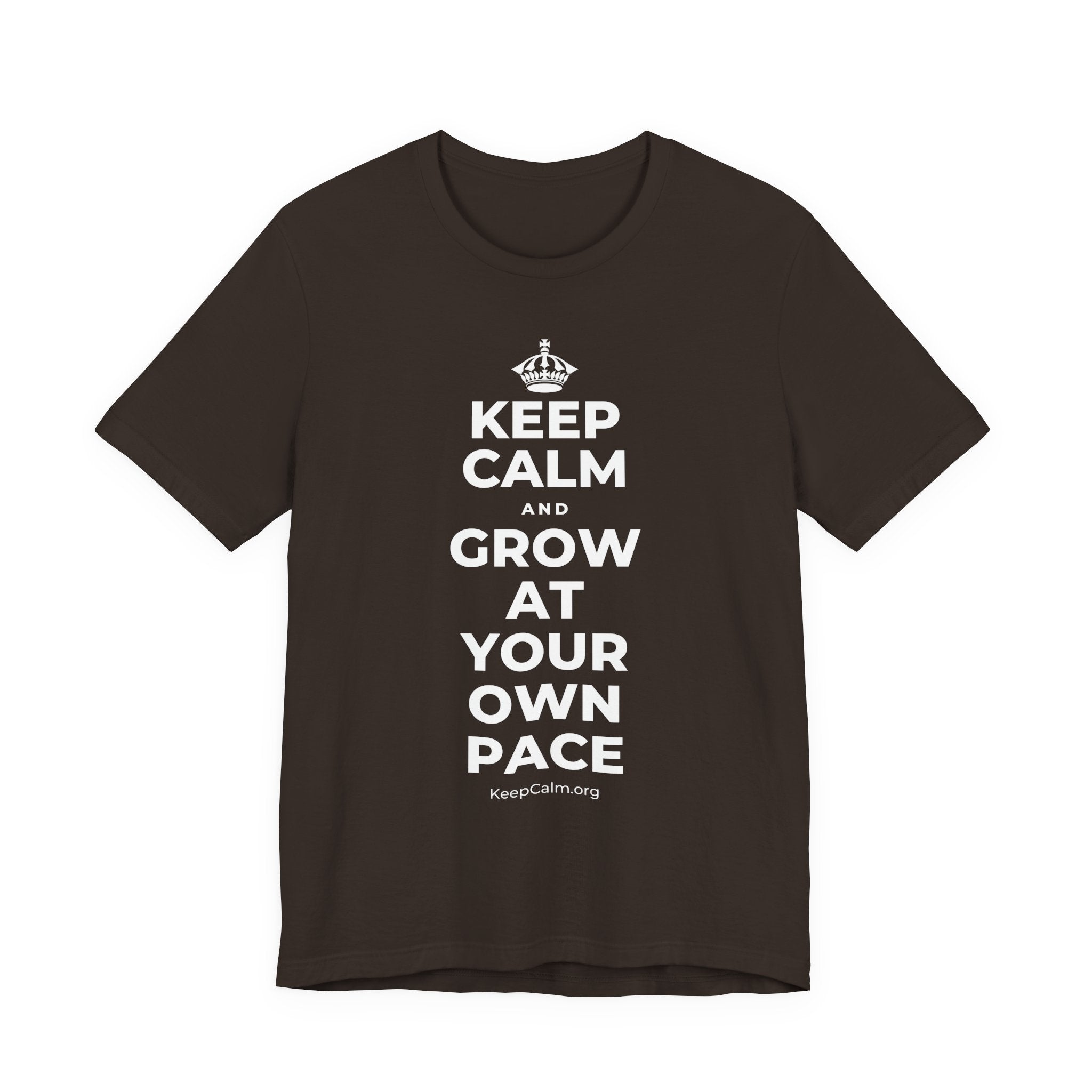 KEEP CALM AND GROW AT YOUR OWN PACE T-Shirt (Soft Cream–Heather Mauve)