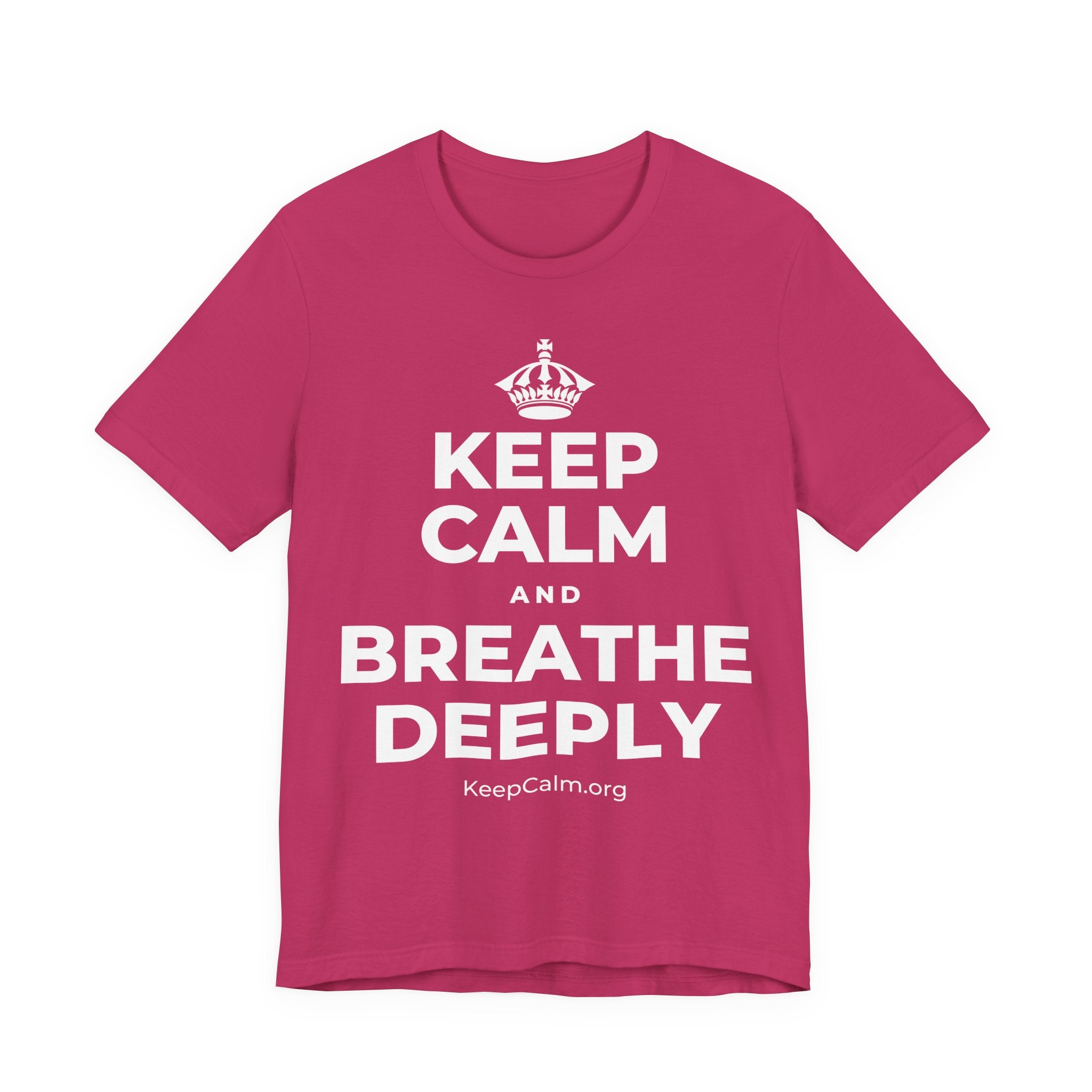 KEEP CALM AND BREATHE DEEPLY T-Shirt (Baby Blue–Silver)