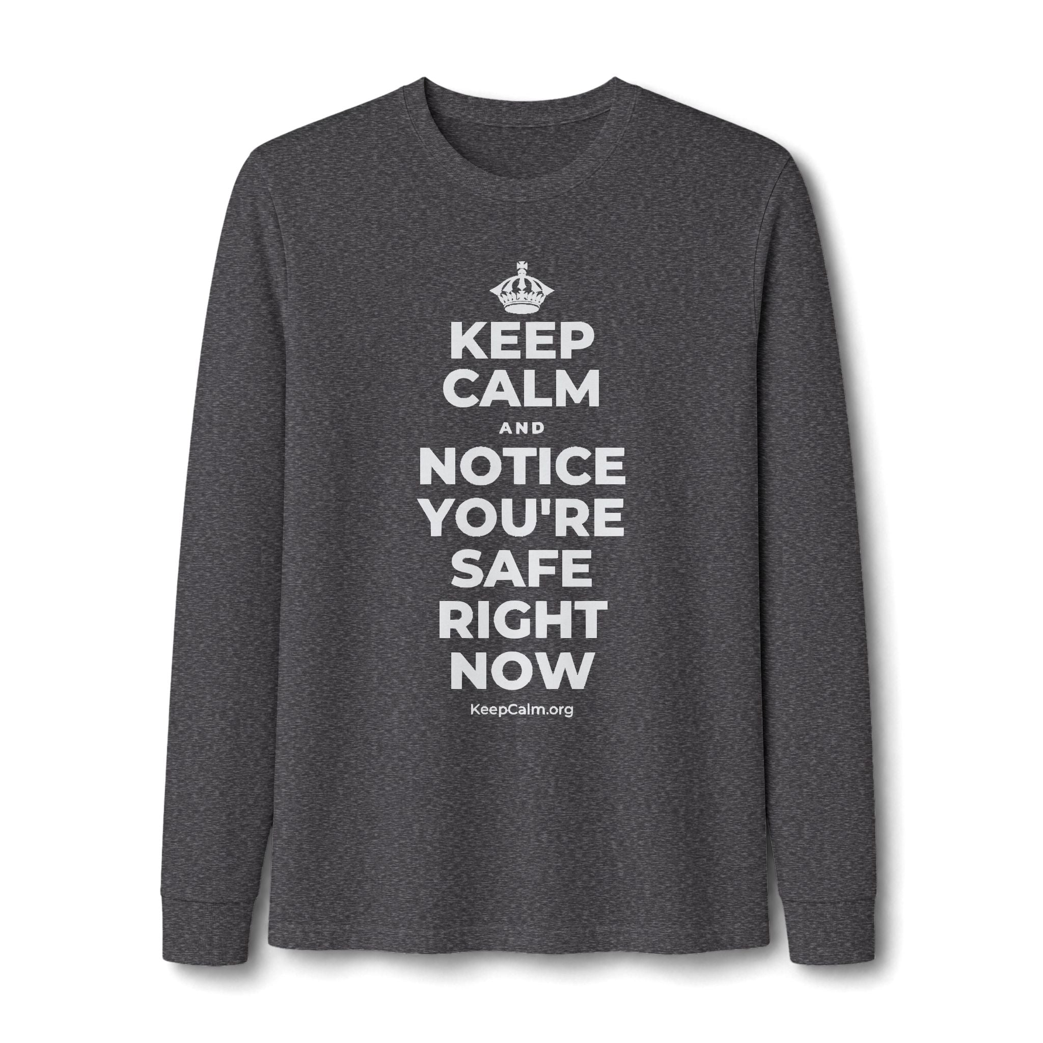 KEEP CALM AND NOTICE YOU'RE SAFE RIGHT NOW Long Sleeve Tee
