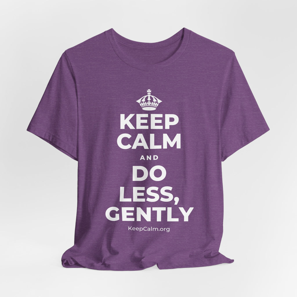 KEEP CALM AND DO LESS, GENTLY T-Shirt (Baby Blue–Silver)