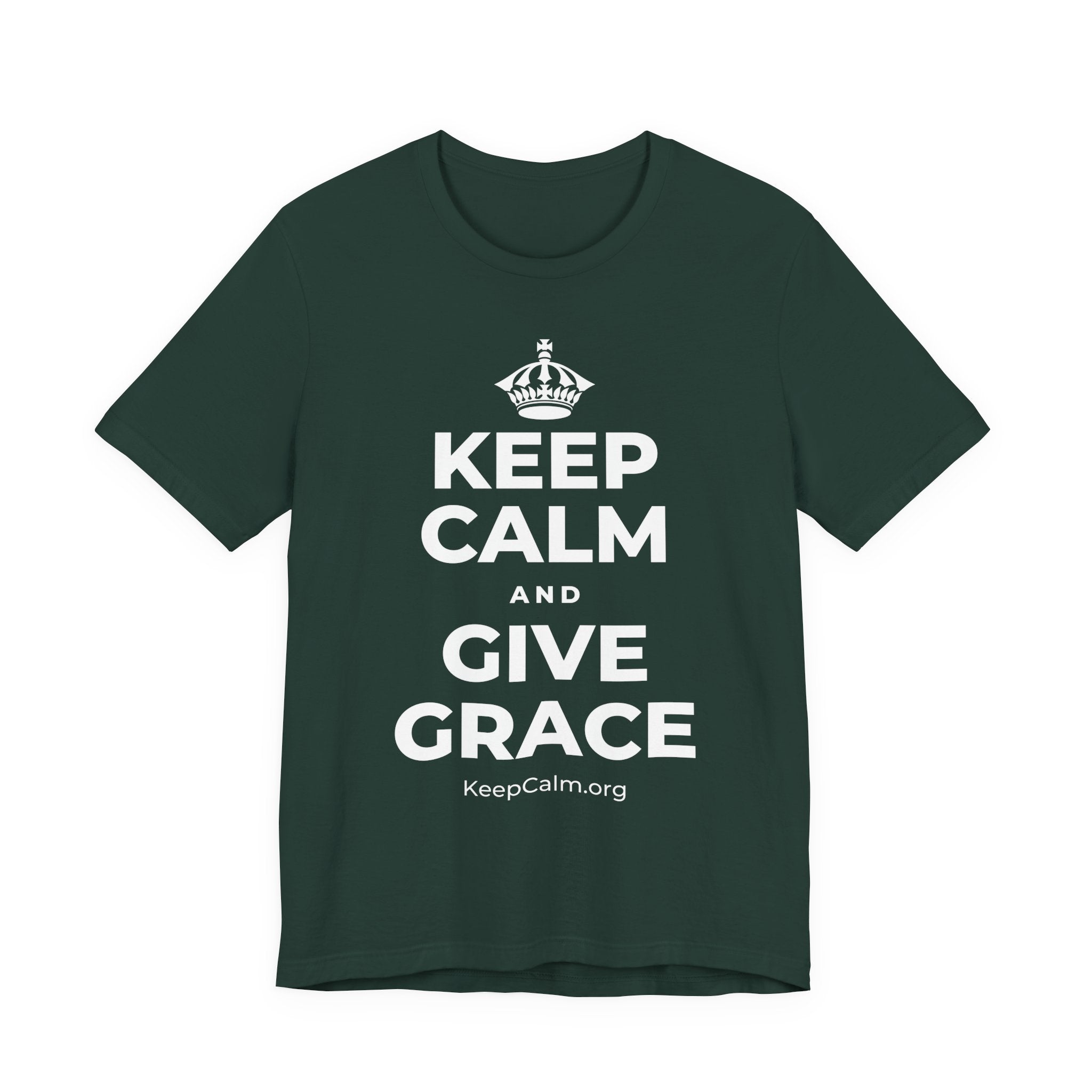 KEEP CALM AND GIVE GRACE T-Shirt (White–Asphalt)