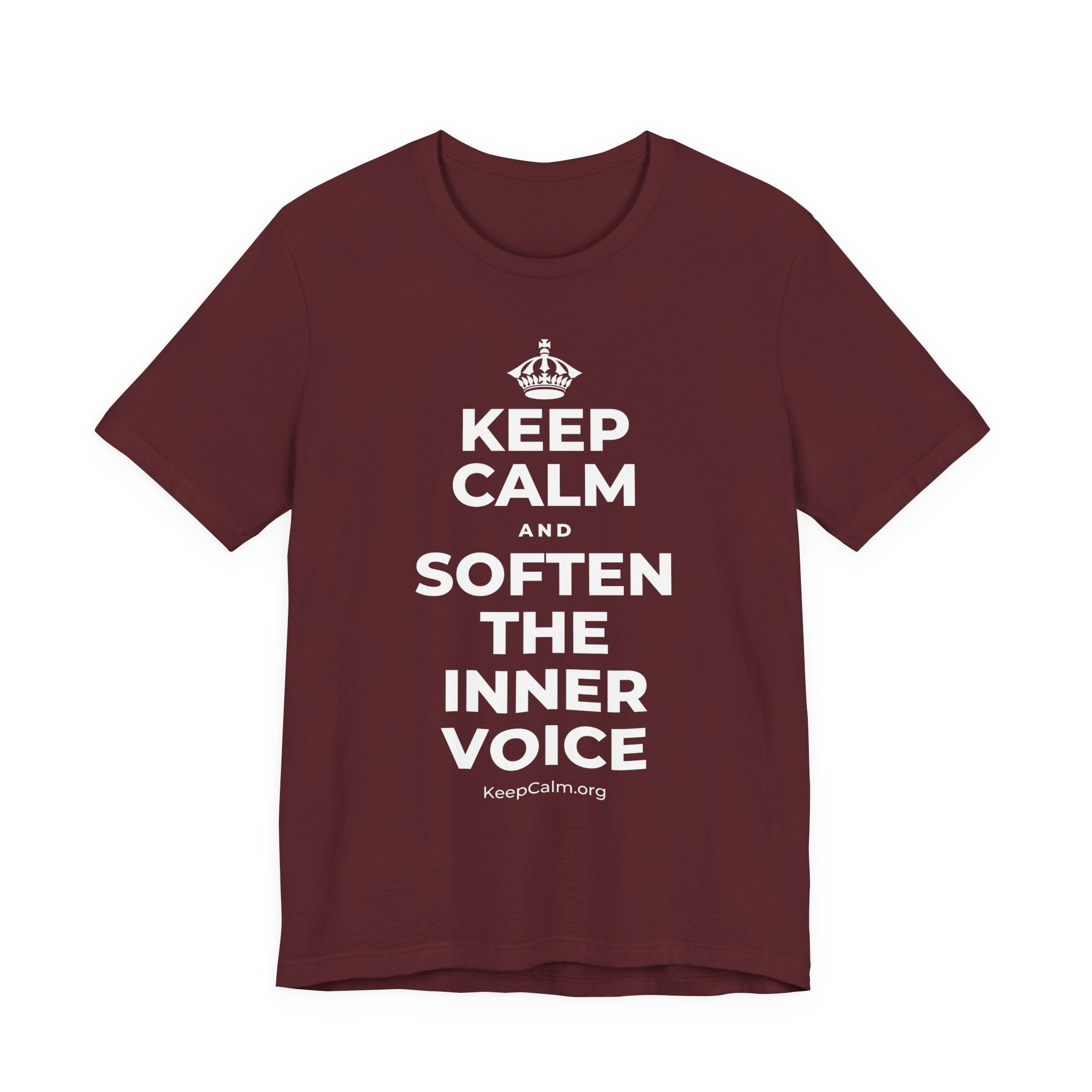 KEEP CALM AND SOFTEN THE INNER VOICE T-Shirt (Baby Blue–Silver)