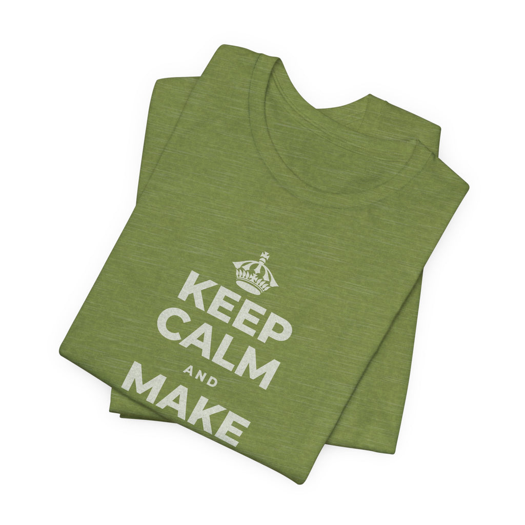 KEEP CALM AND MAKE SOMETHING T-Shirt (Baby Blue–Silver)