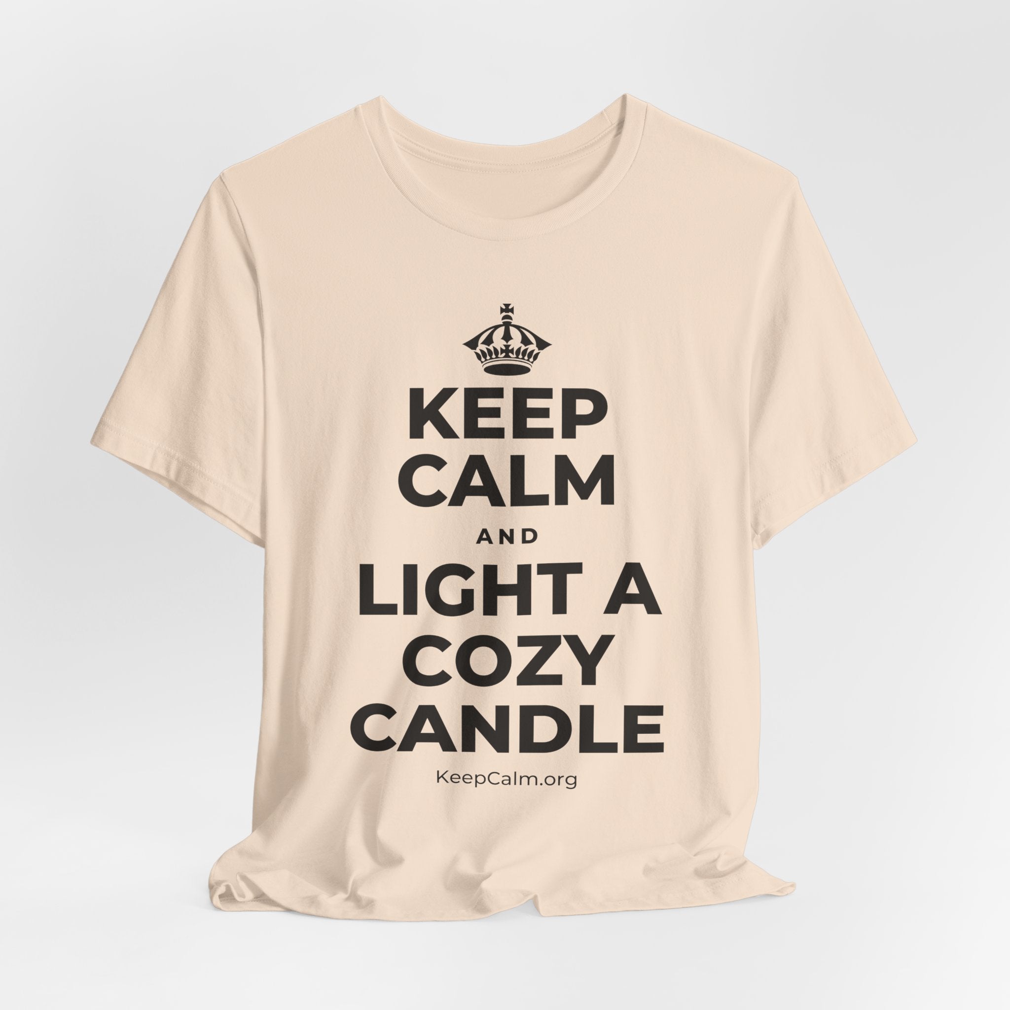 KEEP CALM AND LIGHT A COZY CANDLE T-Shirt (Soft Cream–Heather Mauve)