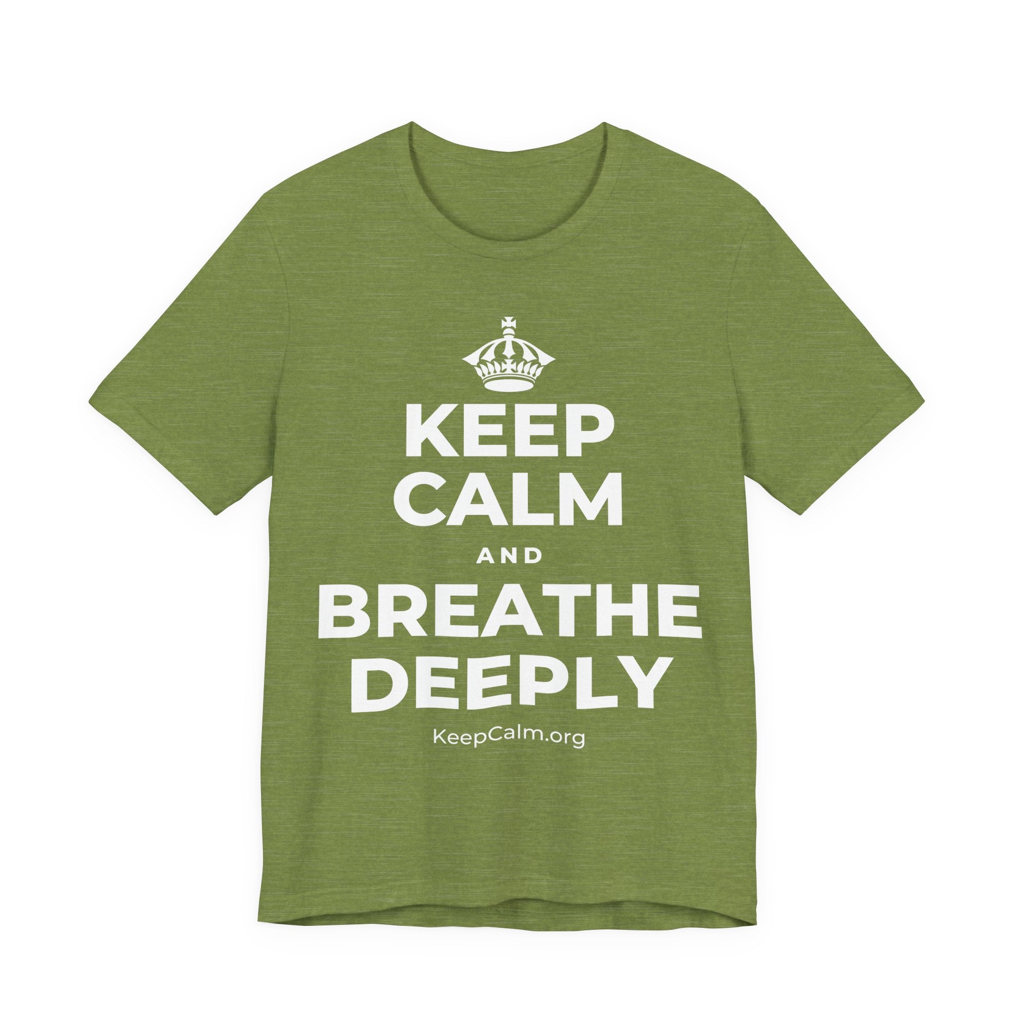 KEEP CALM AND BREATHE DEEPLY T-Shirt (Baby Blue–Silver)