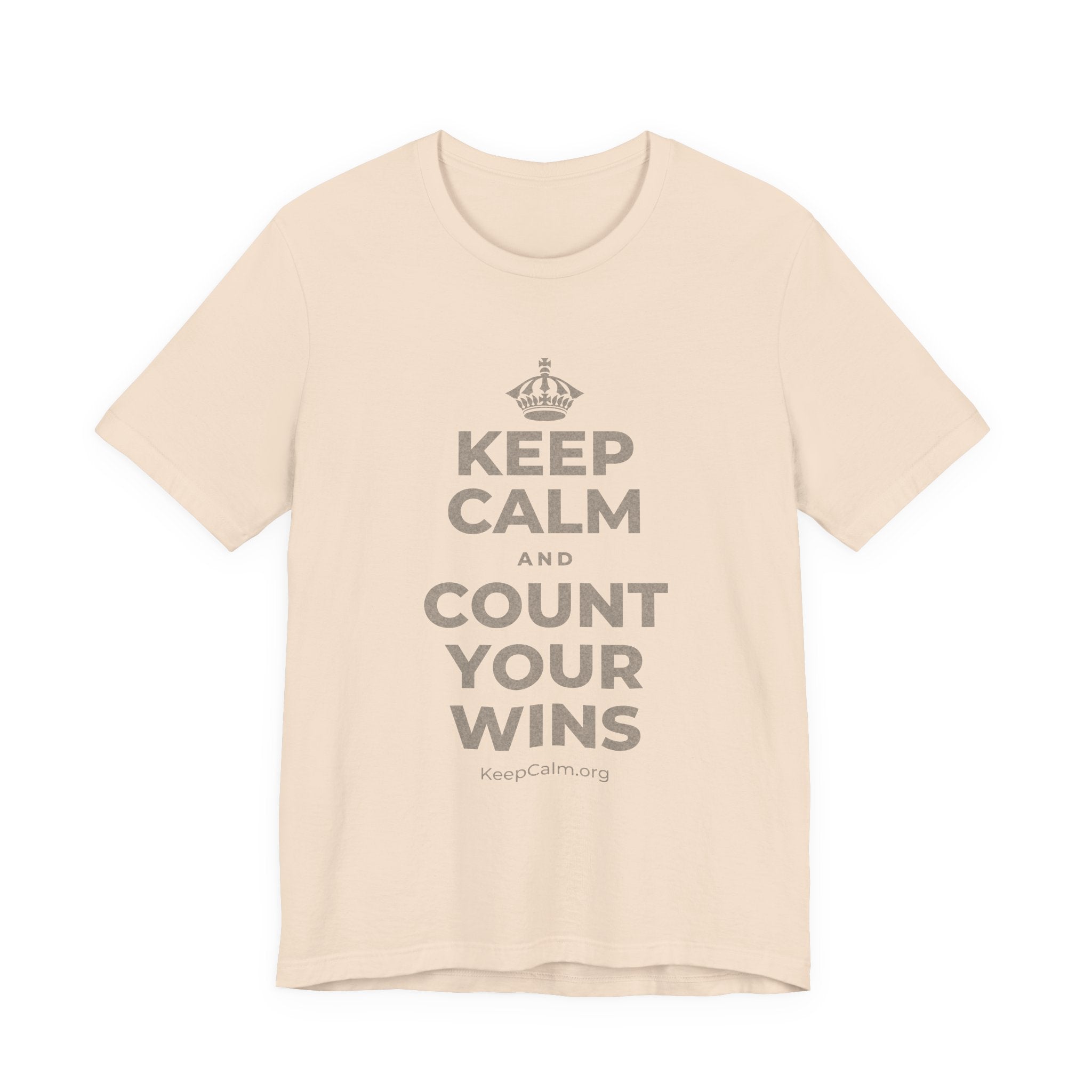 KEEP CALM AND COUNT YOUR WINS T-Shirt (Soft Cream–Heather Mauve)