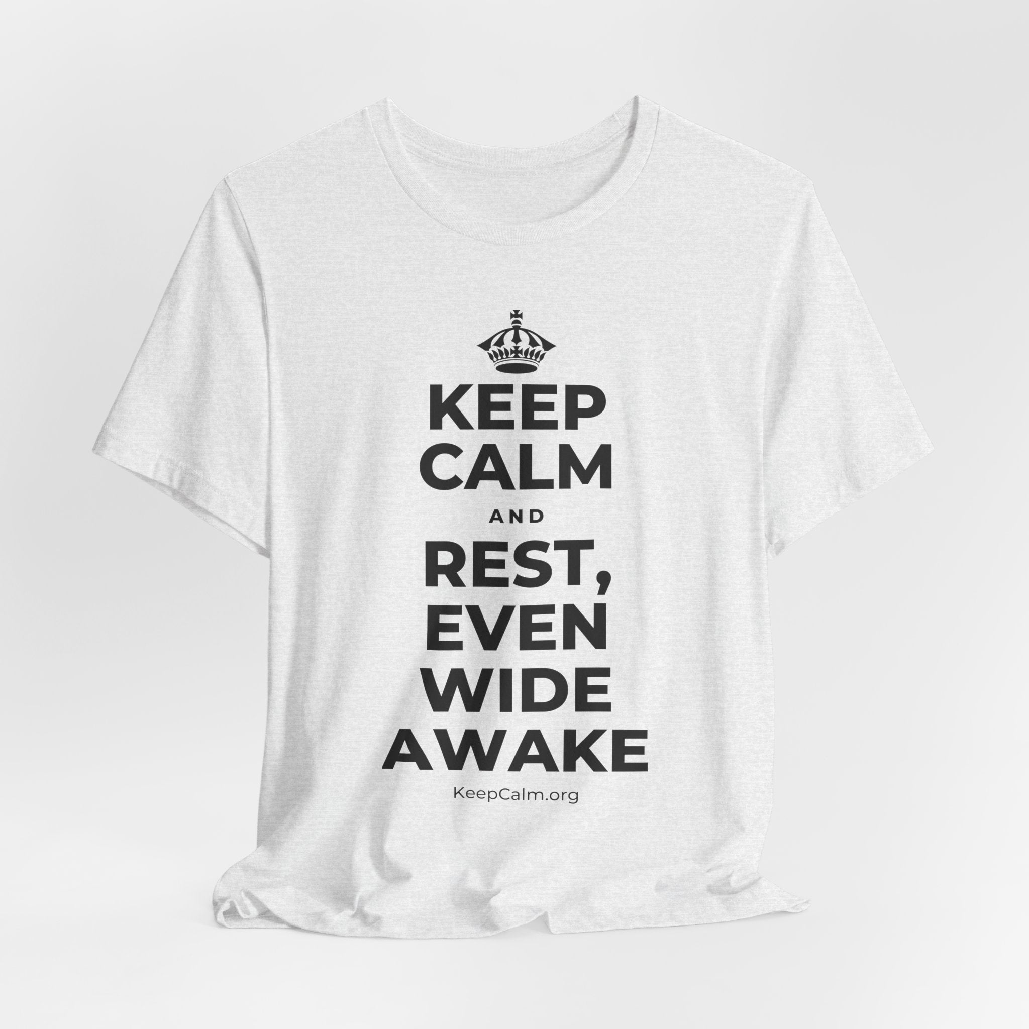 KEEP CALM AND REST, EVEN WIDE AWAKE T-Shirt (Soft Cream–Heather Mauve)