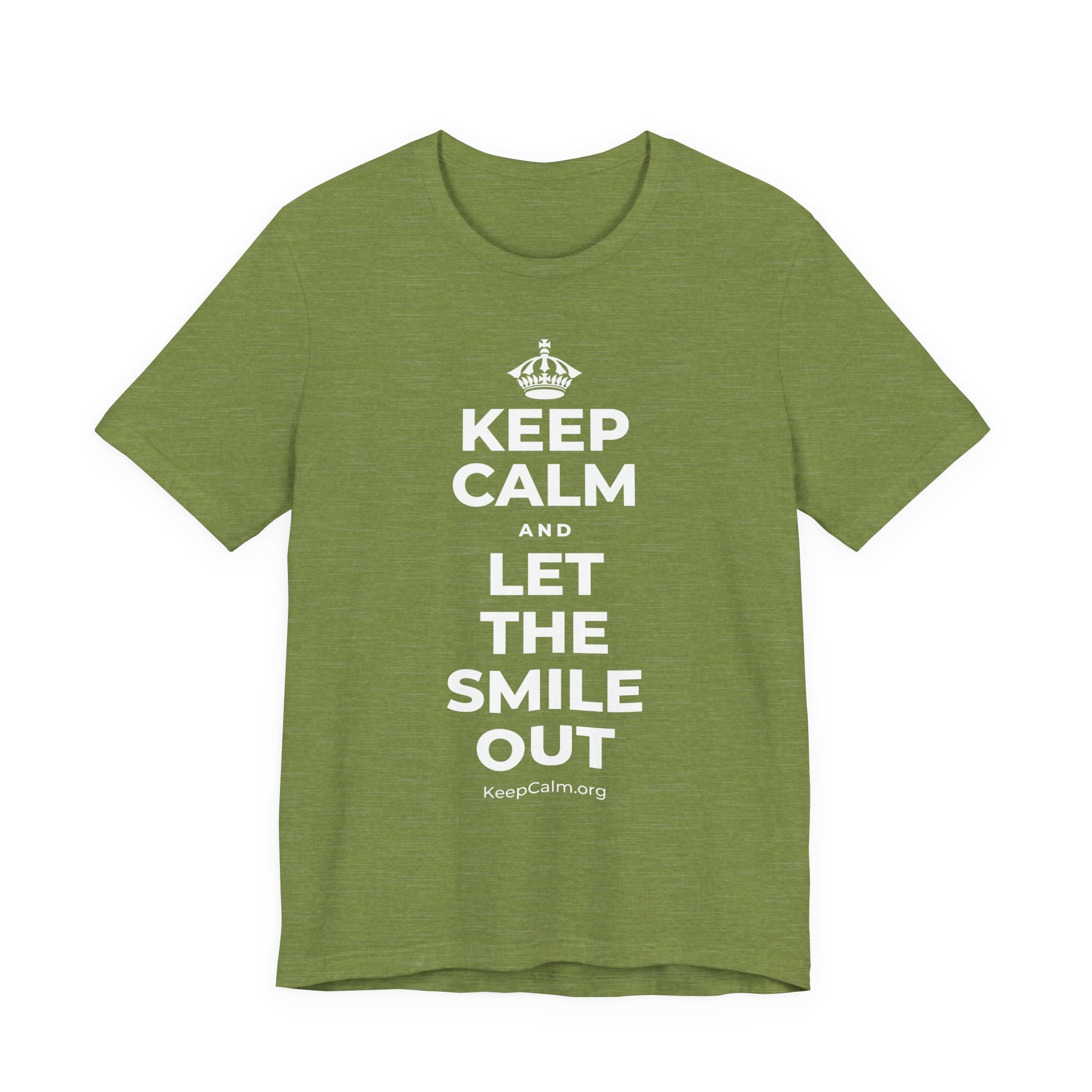 KEEP CALM AND LET THE SMILE OUT T-Shirt (Baby Blue–Silver)